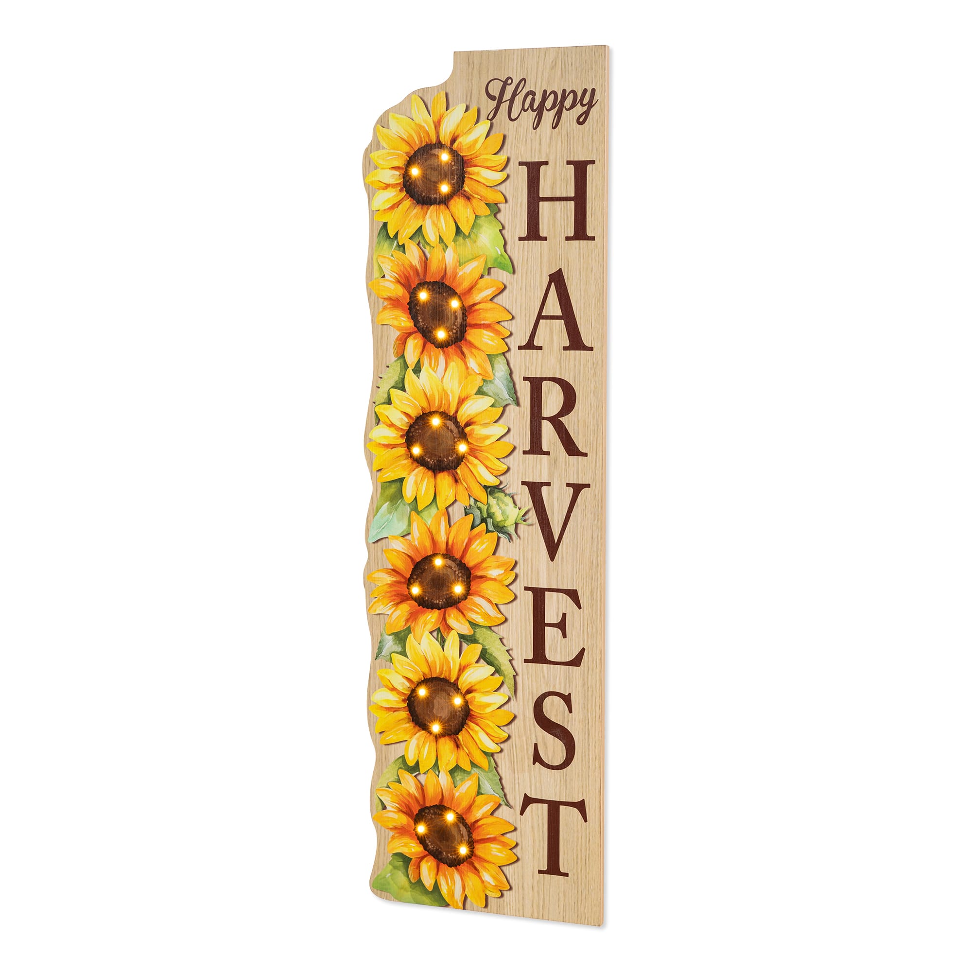 Glitzhome® 36" Lighted Fall Wood Watercolor Sunflower Porch Decor with Timer | 10.5" x 0.5" x 36" | Michaels®