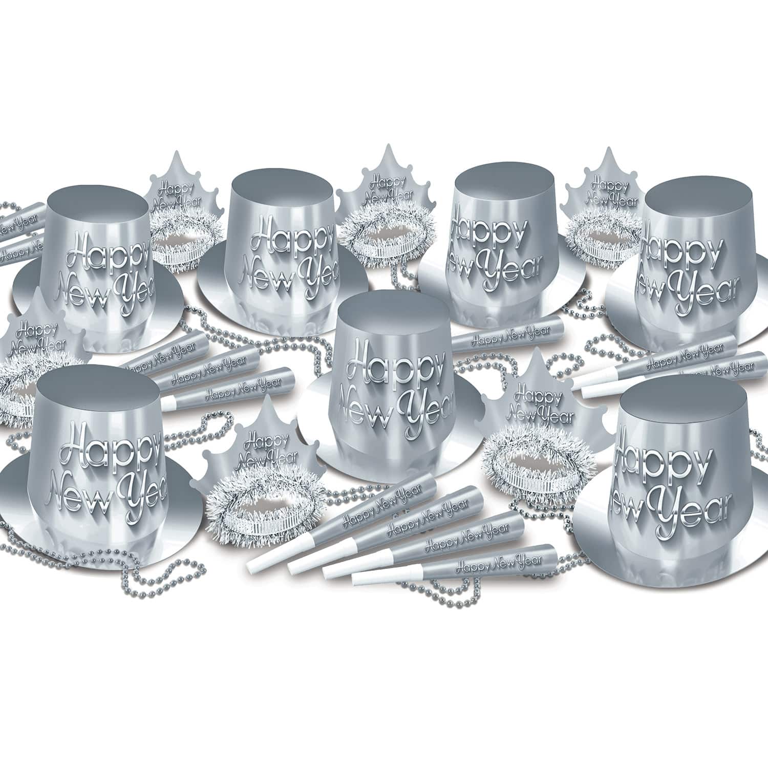 Beistle Silver New Year Assortment Kit for 50