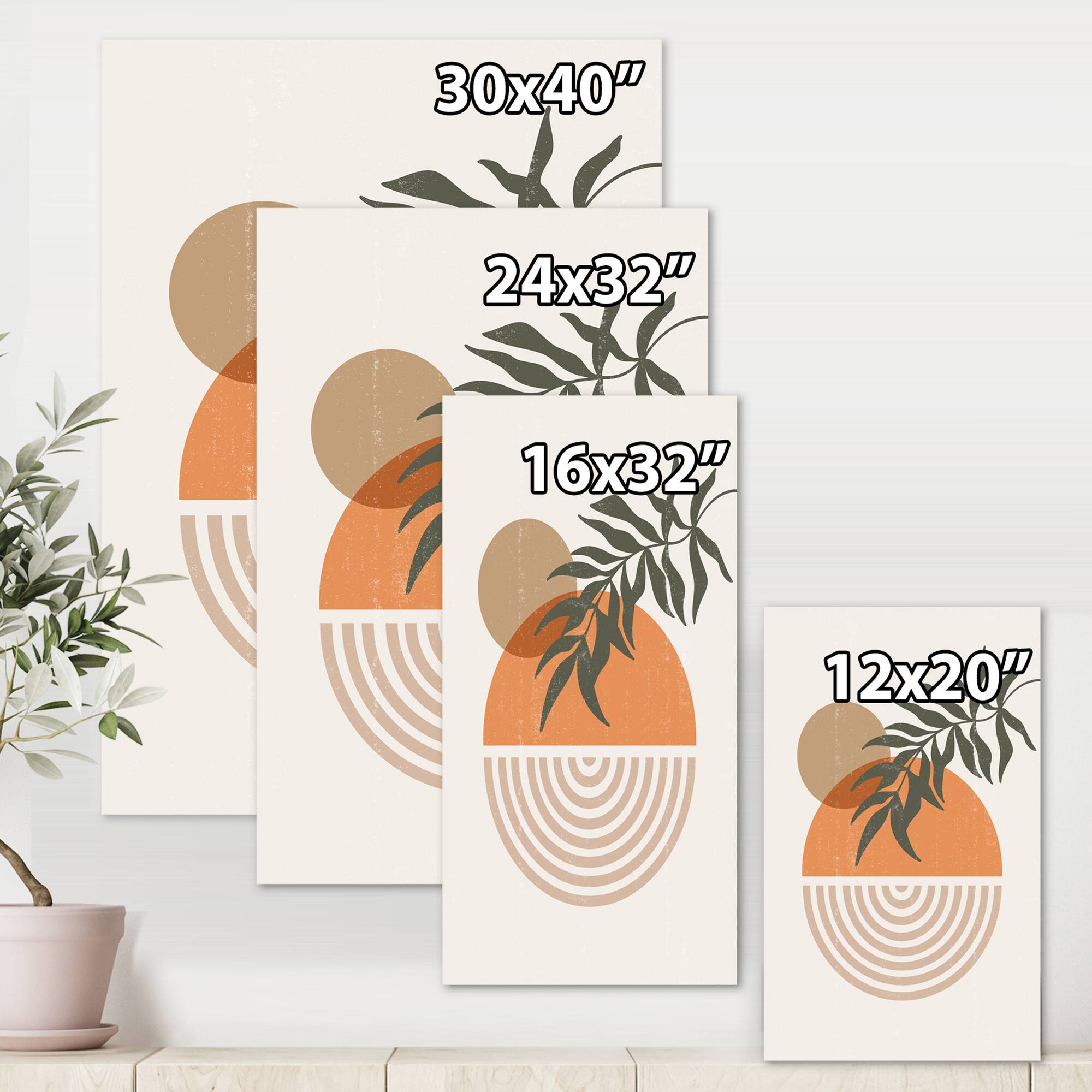 Designart - Abstract Geometrical Sun and Moon With Leaf I