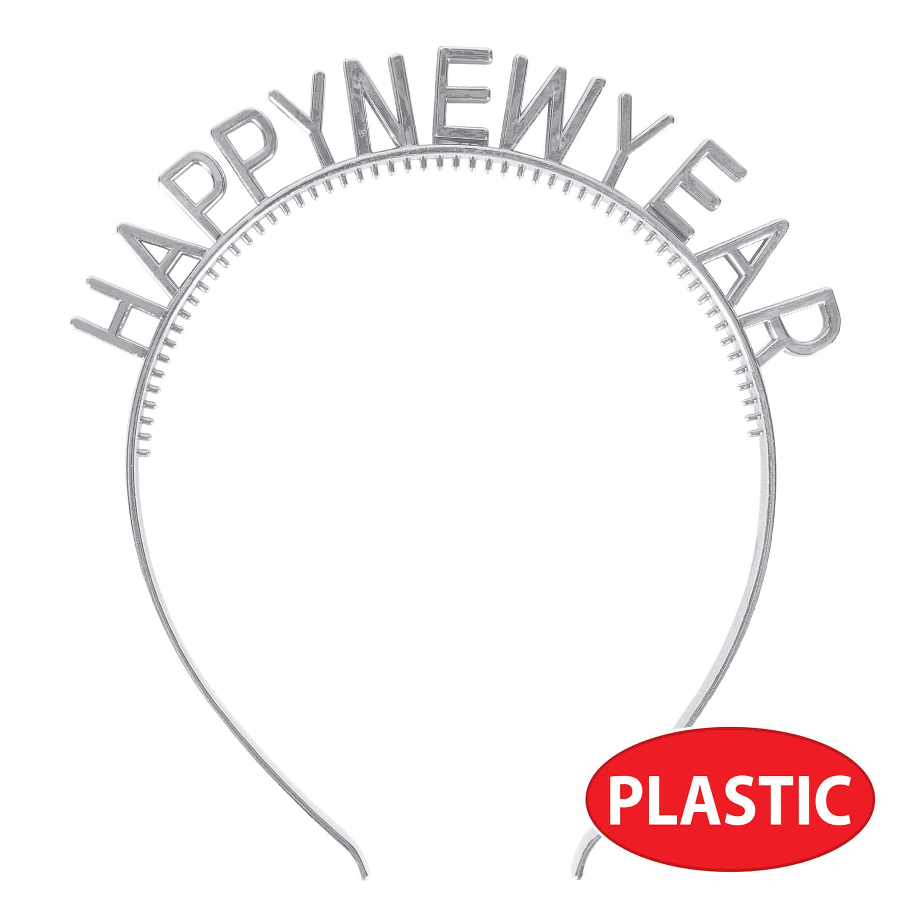 Beistle Adult Silver Happy New Year Headbands, 4ct.