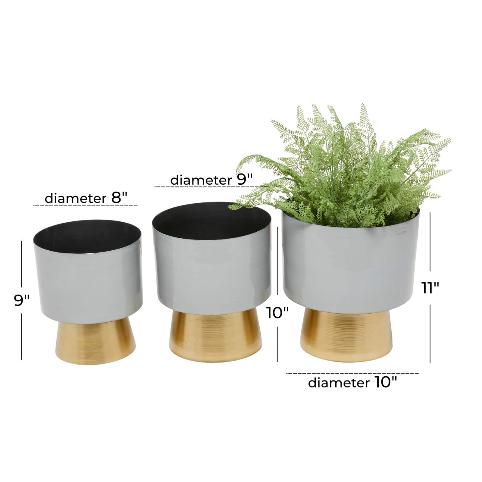 Grey Modern Planter, Set of 3" 11", 10", 9"