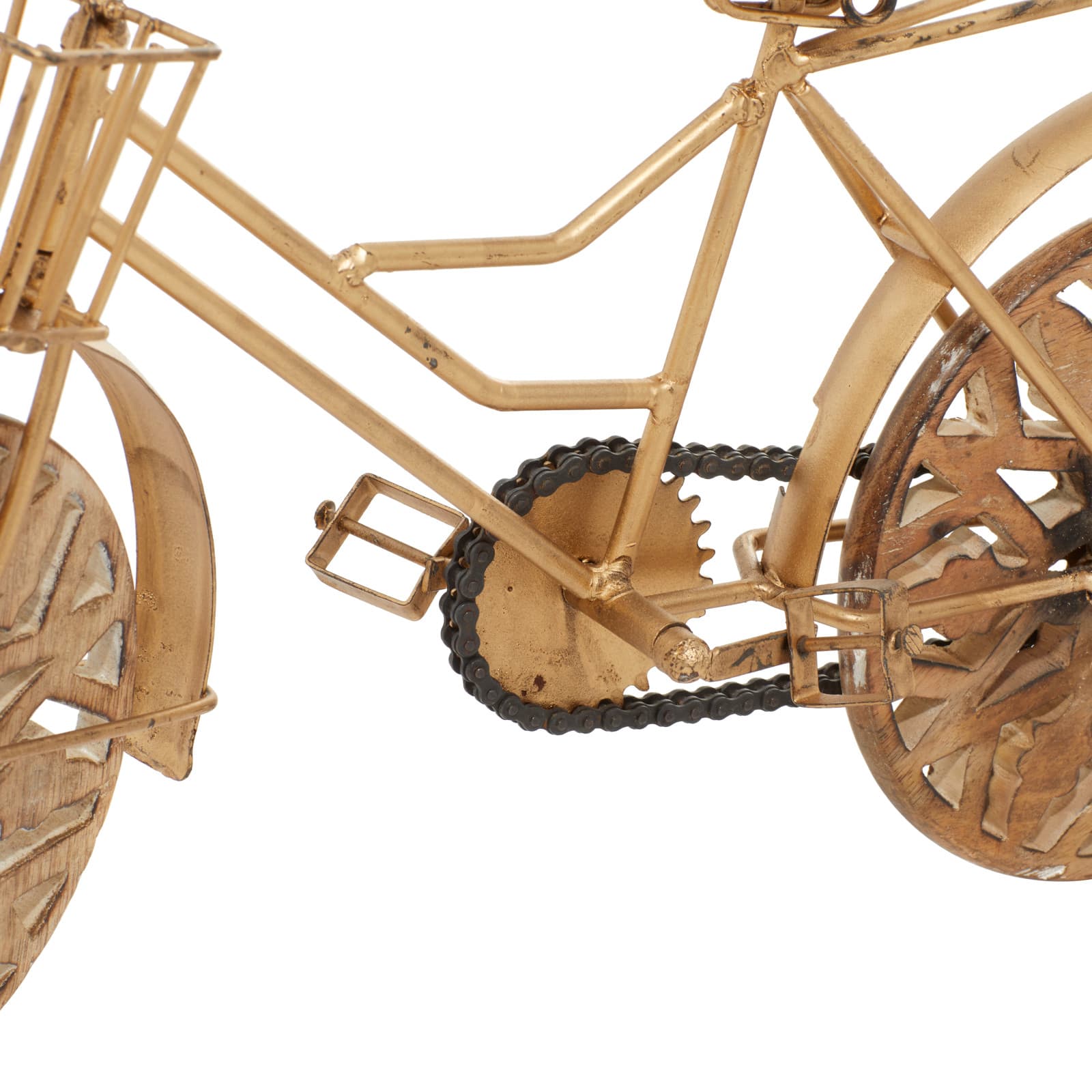 19" Vintage Gold Metal & Wood Bicycle Sculpture