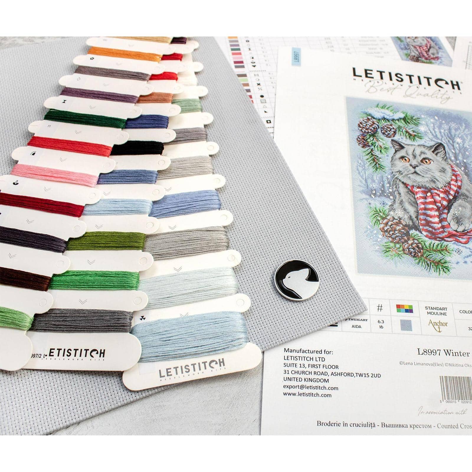 LetiStitch Winter Cat Counted Cross Stitch Kit