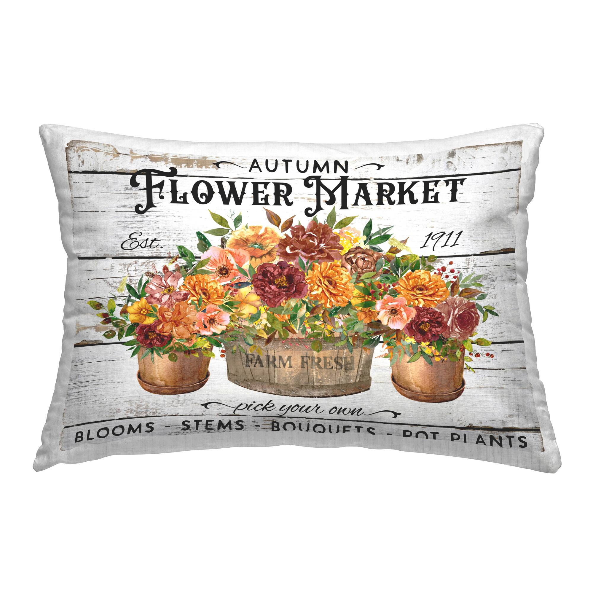 Stupell Industries Autumn Flower Market Decorative Printed Throw Pillow