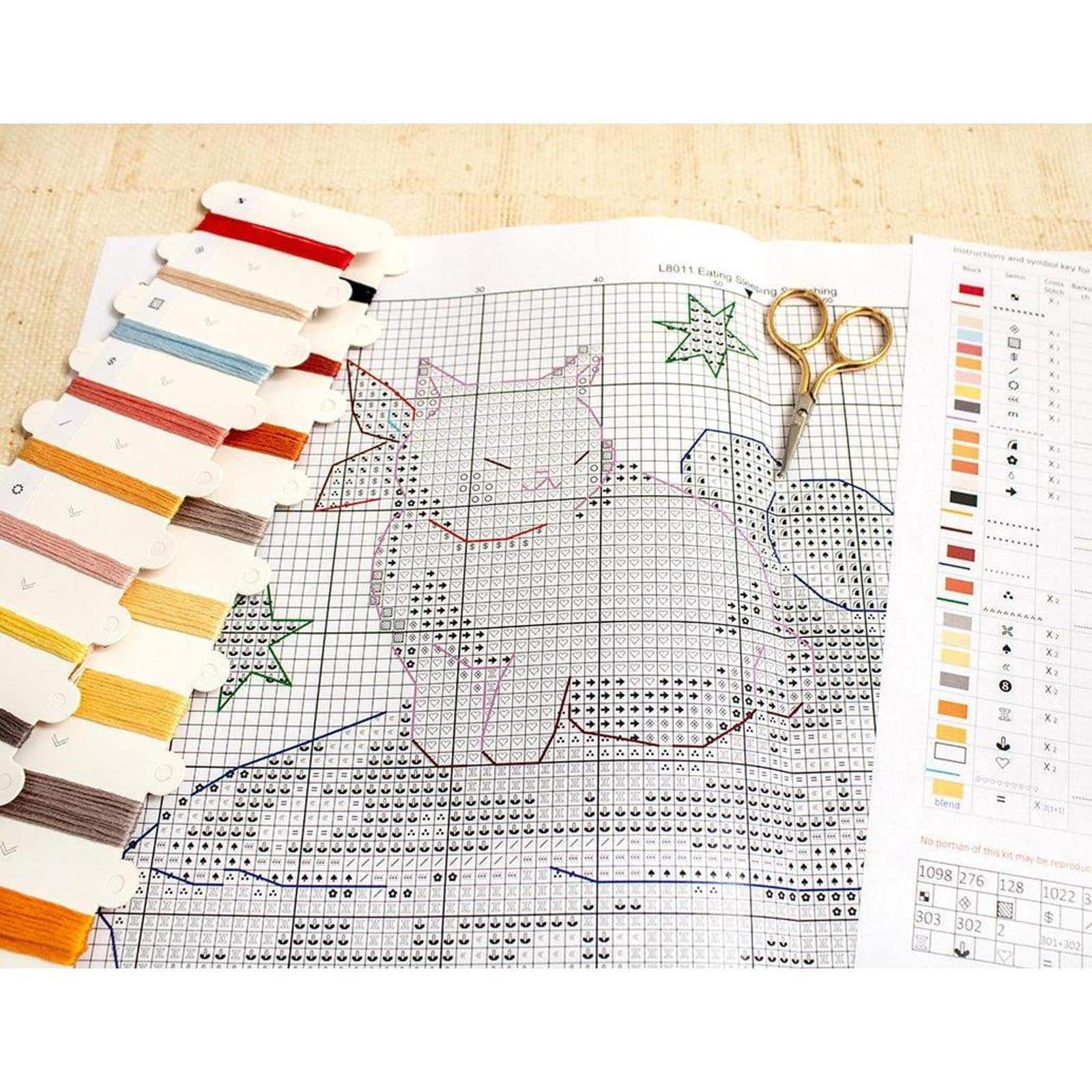 LetiStitch Eating Sleeping Stretching Counted Cross Stitch Kit