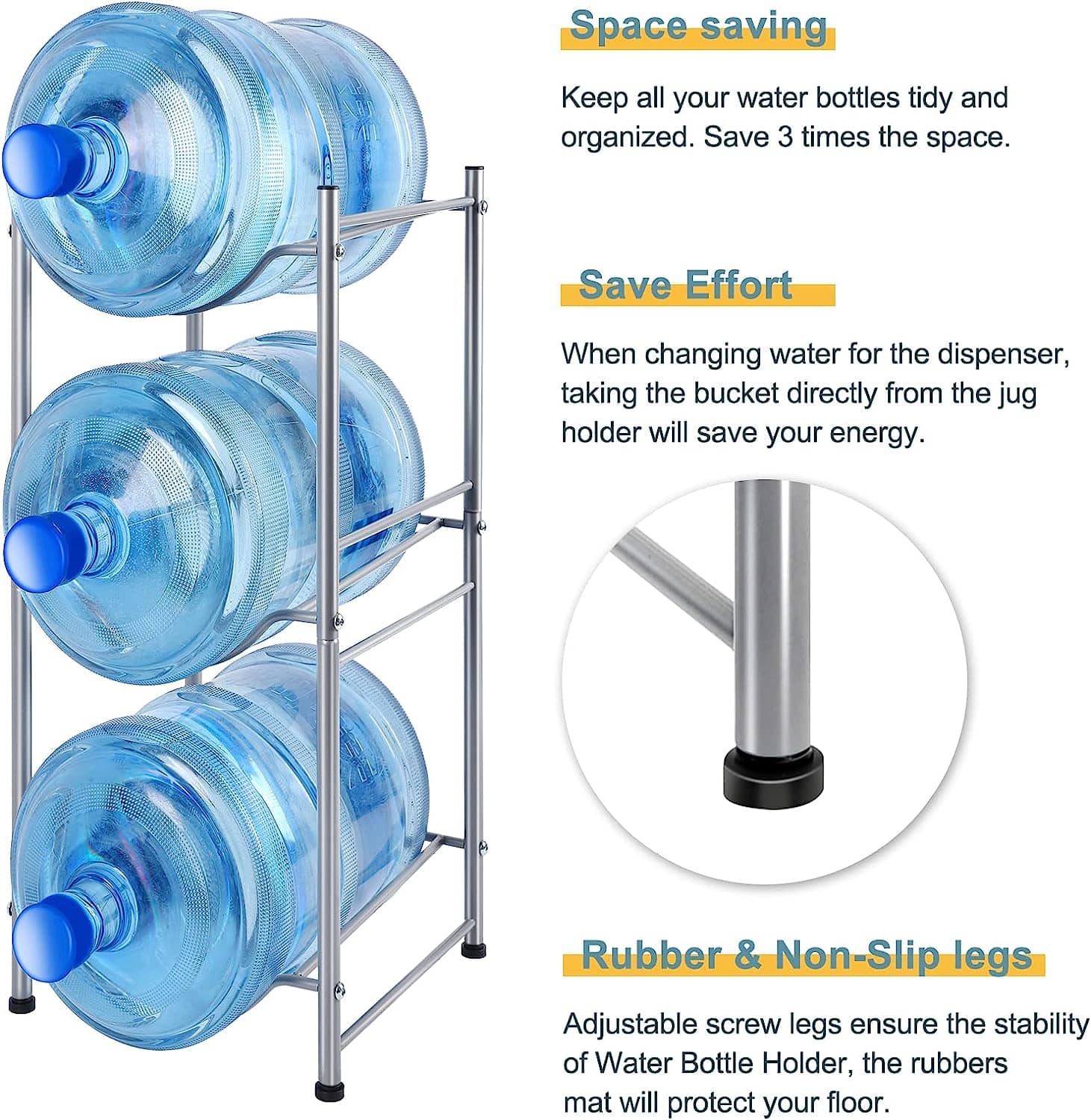 NEX™ 3-Tier 5-Gallon Silver Water Jug Storage Rack