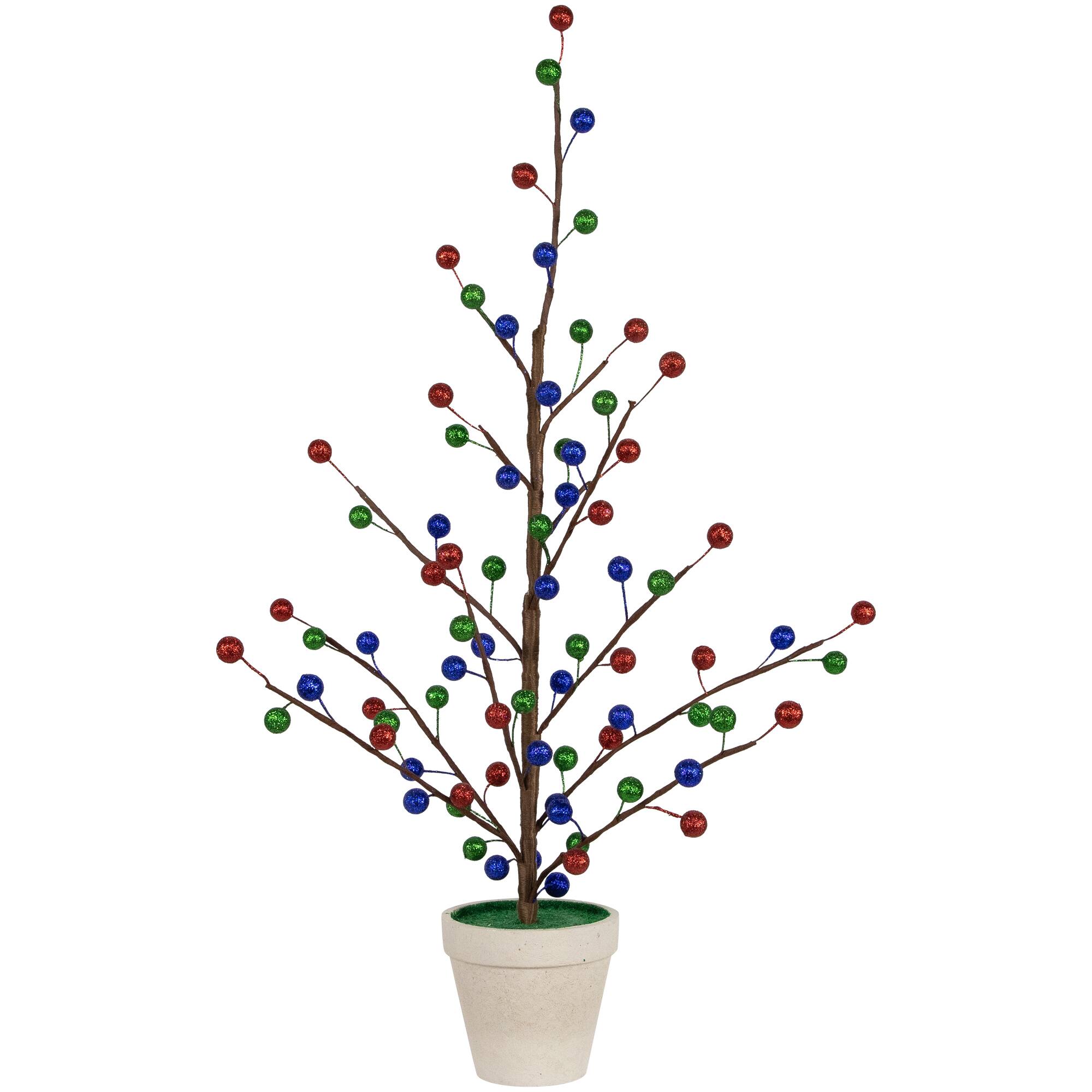 Northlight 24" Glittered Ball Artificial 2 Foot Pine Christmas Tree, One Size, Multiple Colors