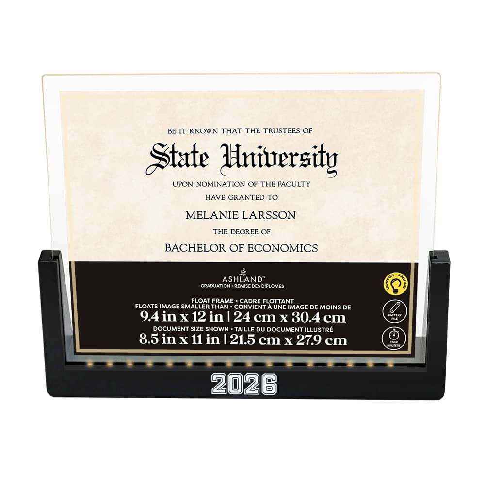 8.5" x 11" Light-Up 2026 Document Float Frame, Graduation by Ashland®