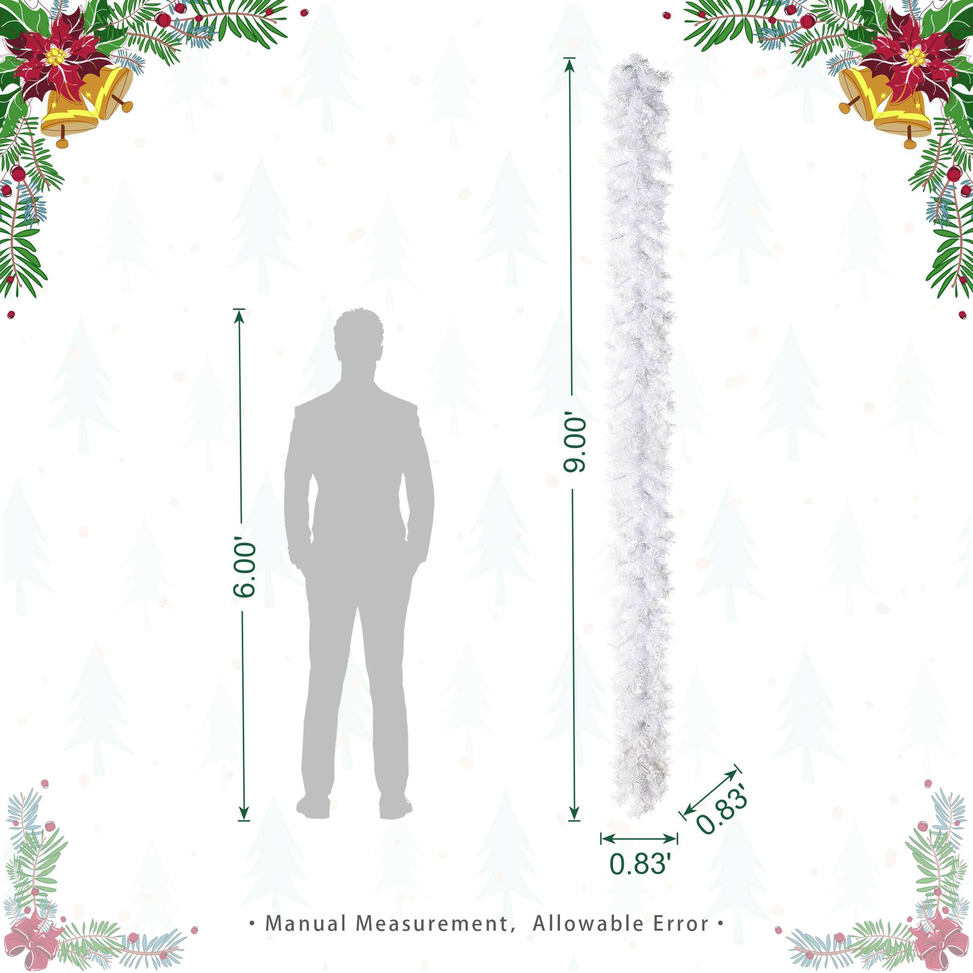 Glitzhome® 9ft Pre-Lit Snow Flocked White Pine Christmas Garland with Timer