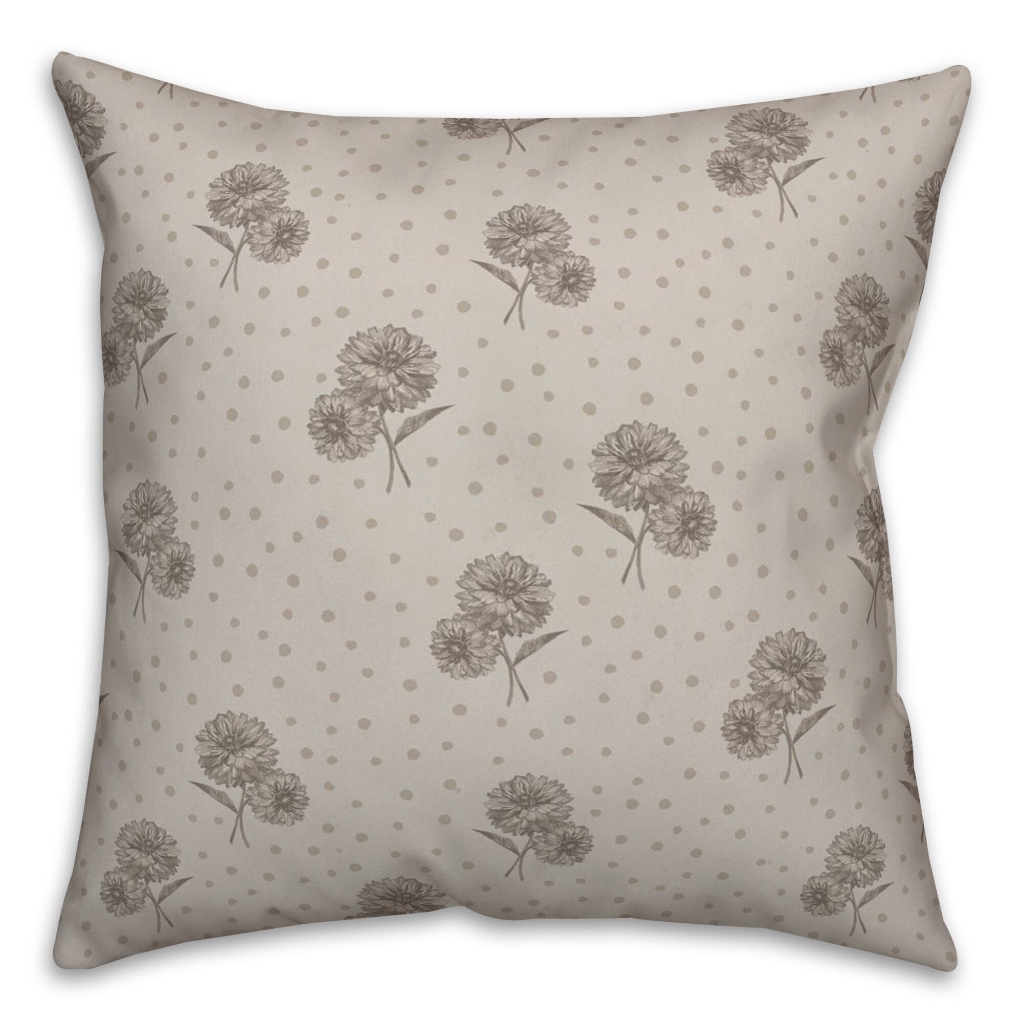 Floral Dots Throw Pillow