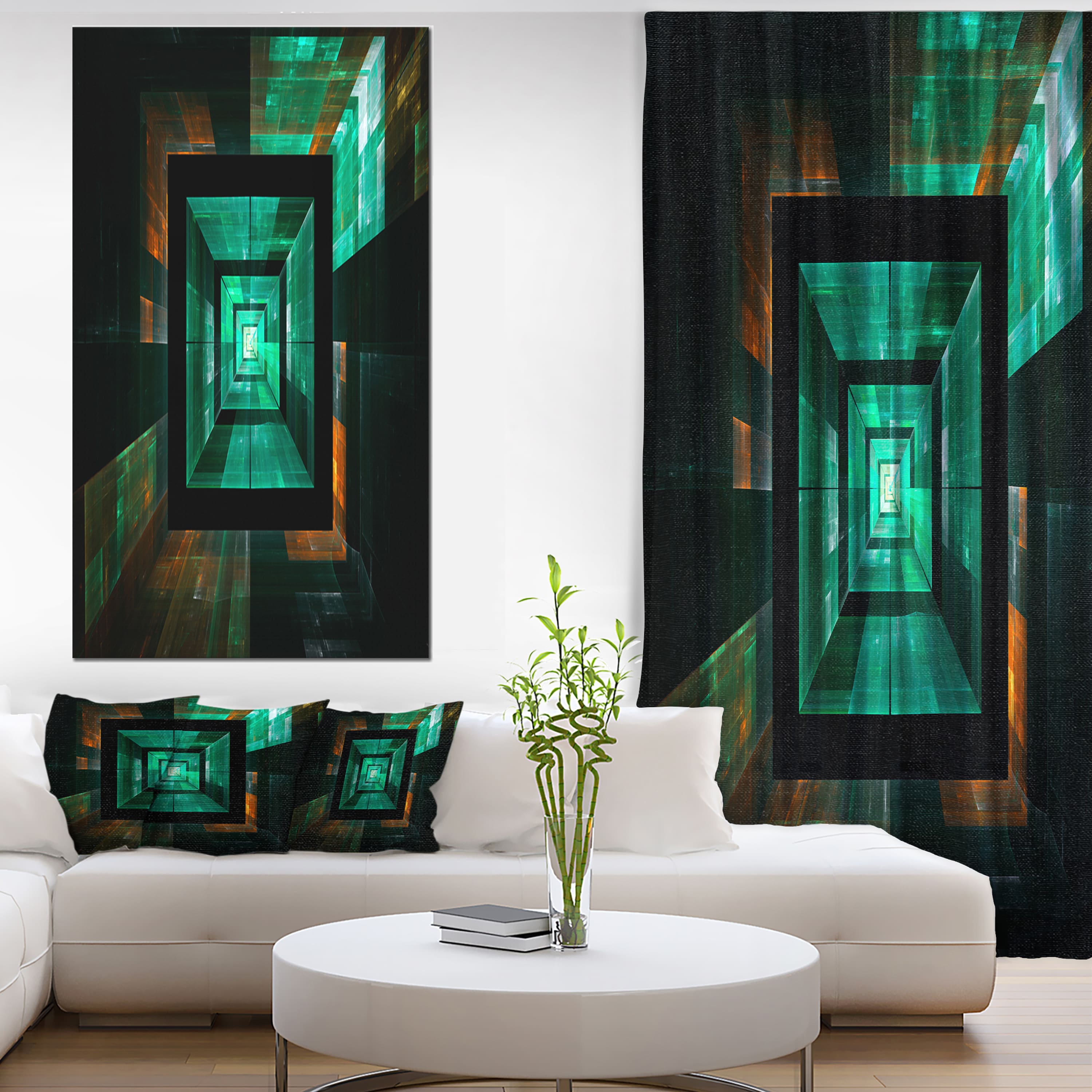 Designart Deep Green Infinite Cube Abstract Canvas Art Print