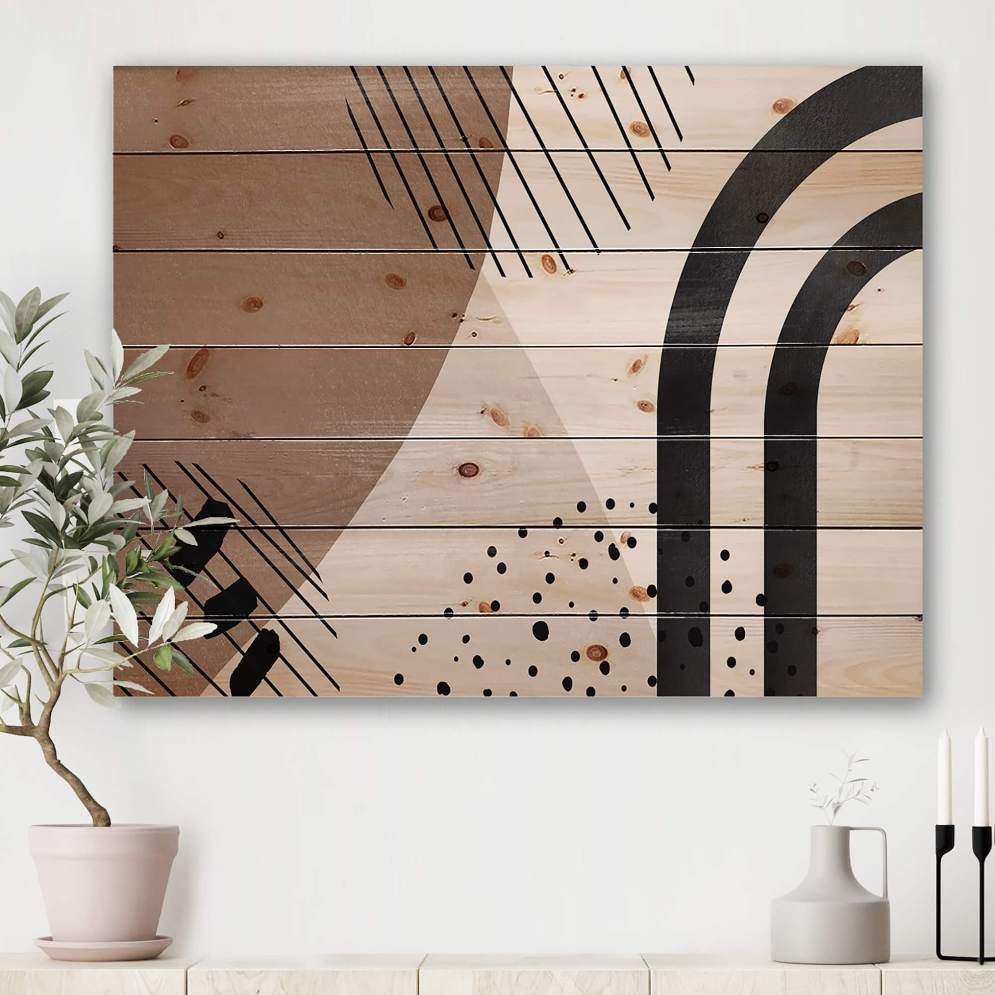 Designart - Abstract Shapes in Terracotta and Ivory Shapes I