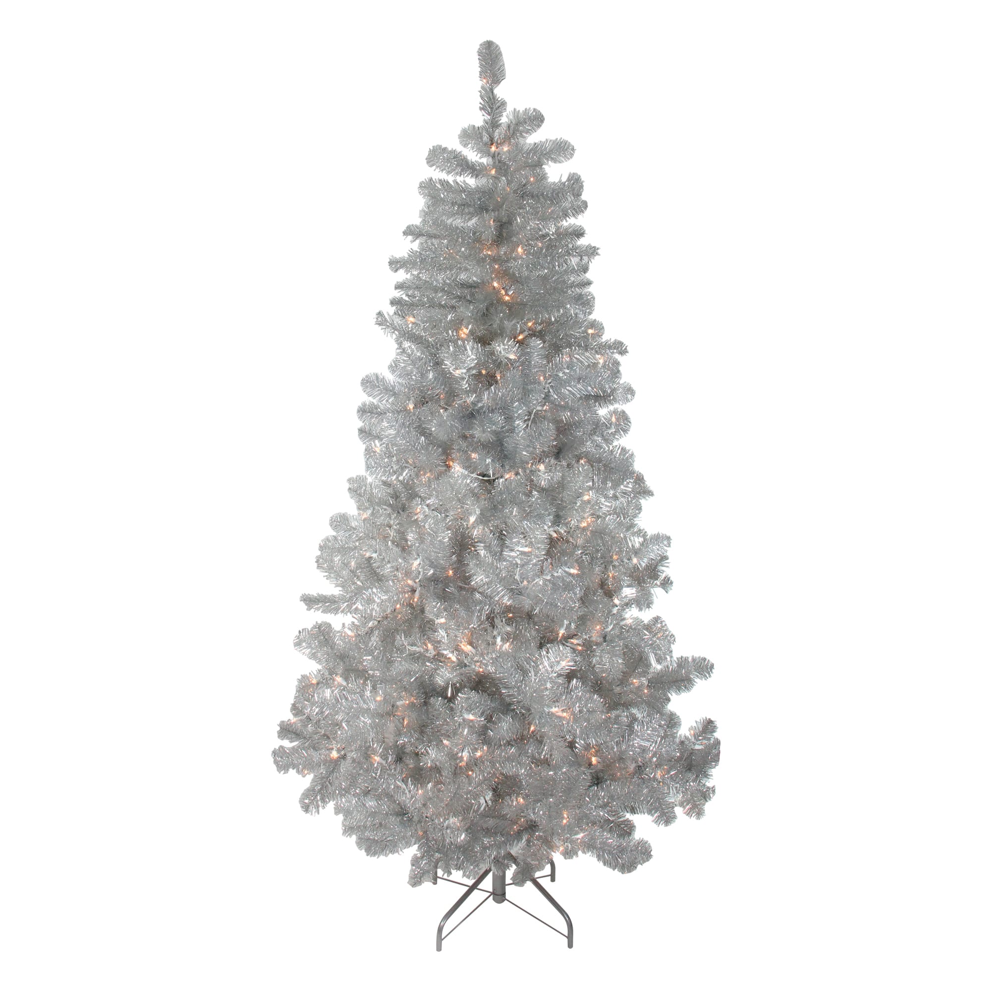 6.5ft. Pre-Lit Tinsel Artificial Christmas Tree. Clear Lights