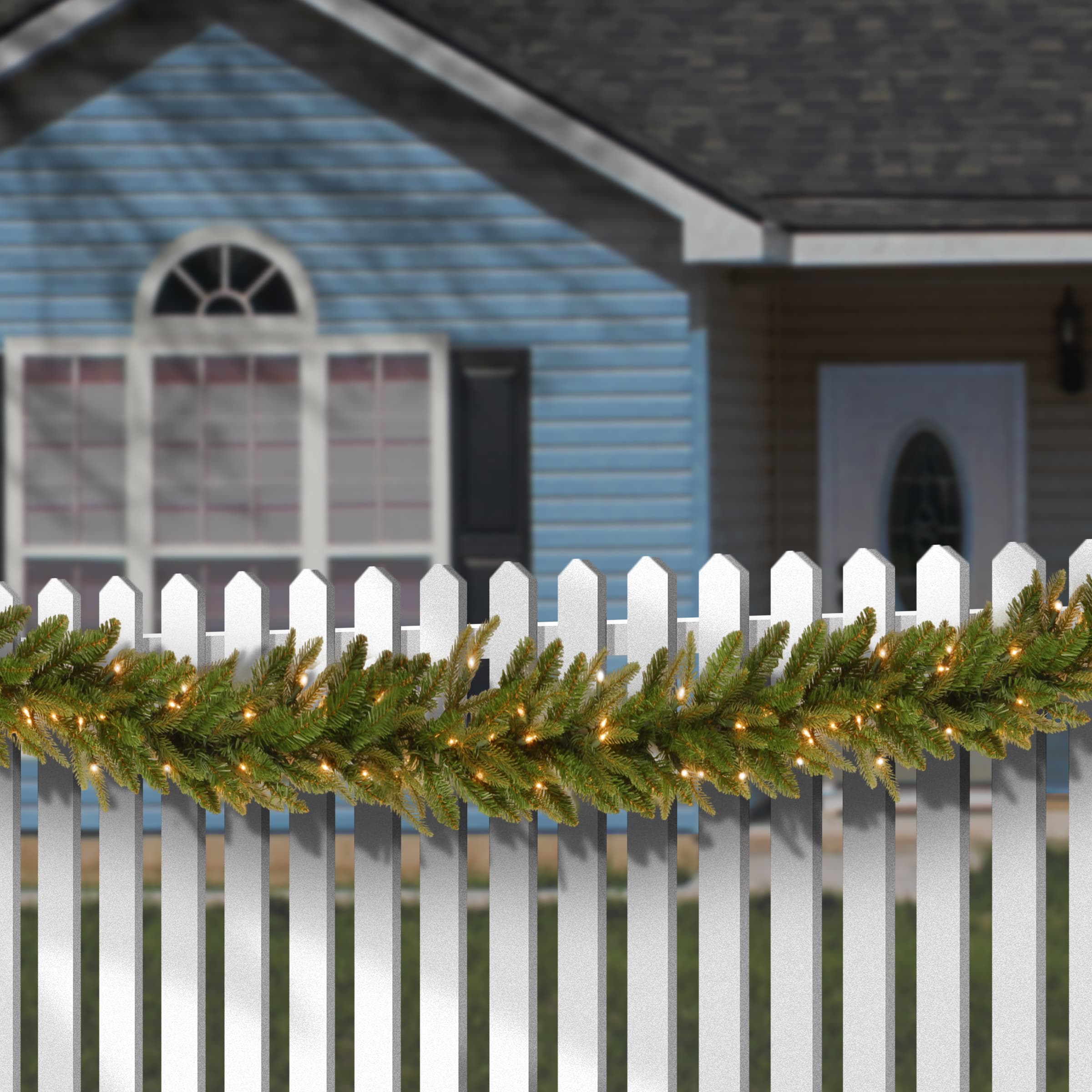 9' x 10" Pre-lit Feel-Real® Fraser Grande Artificial Christmas Garland with 100 Clear Lights