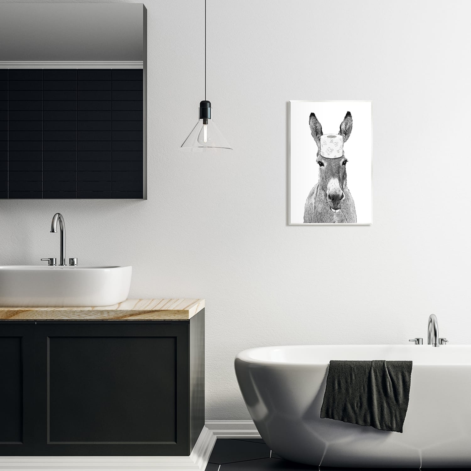 Stupell Industries Donkey Toilet Paper Funny Bathroom Wall Plaque Art