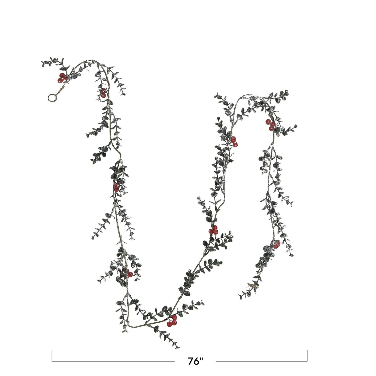 Hello Honey 6ft. Frosted Faux Boxwood Garland with Berries
