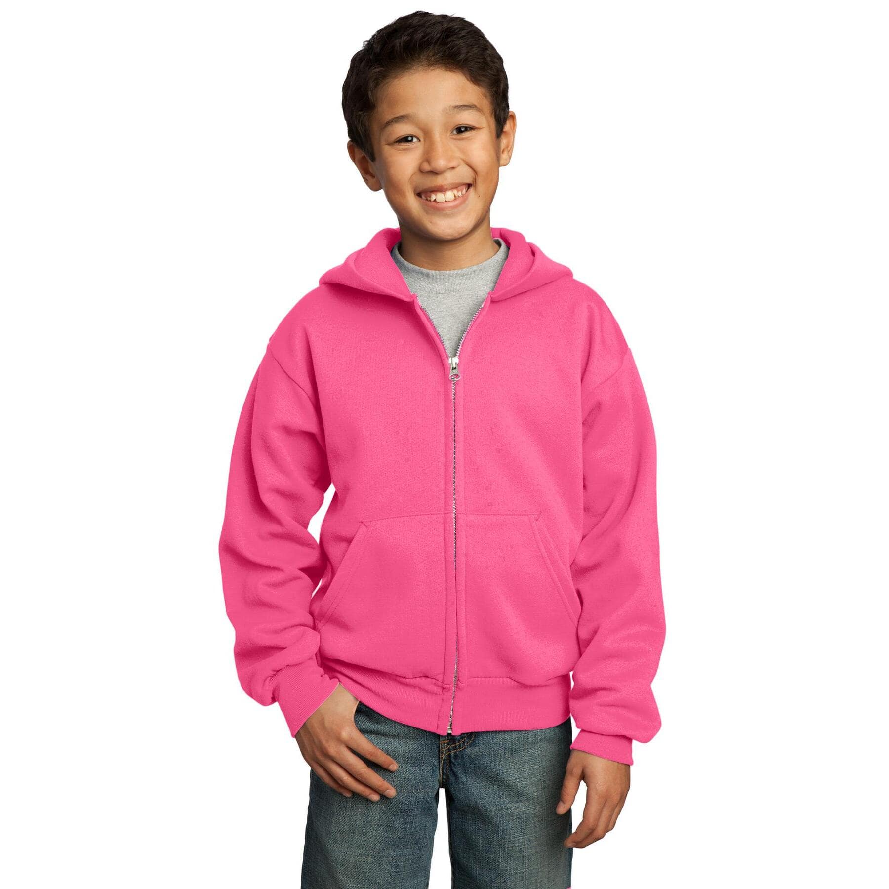 Port & Company® Youth Core Fleece Full-Zip Hooded Sweatshirt