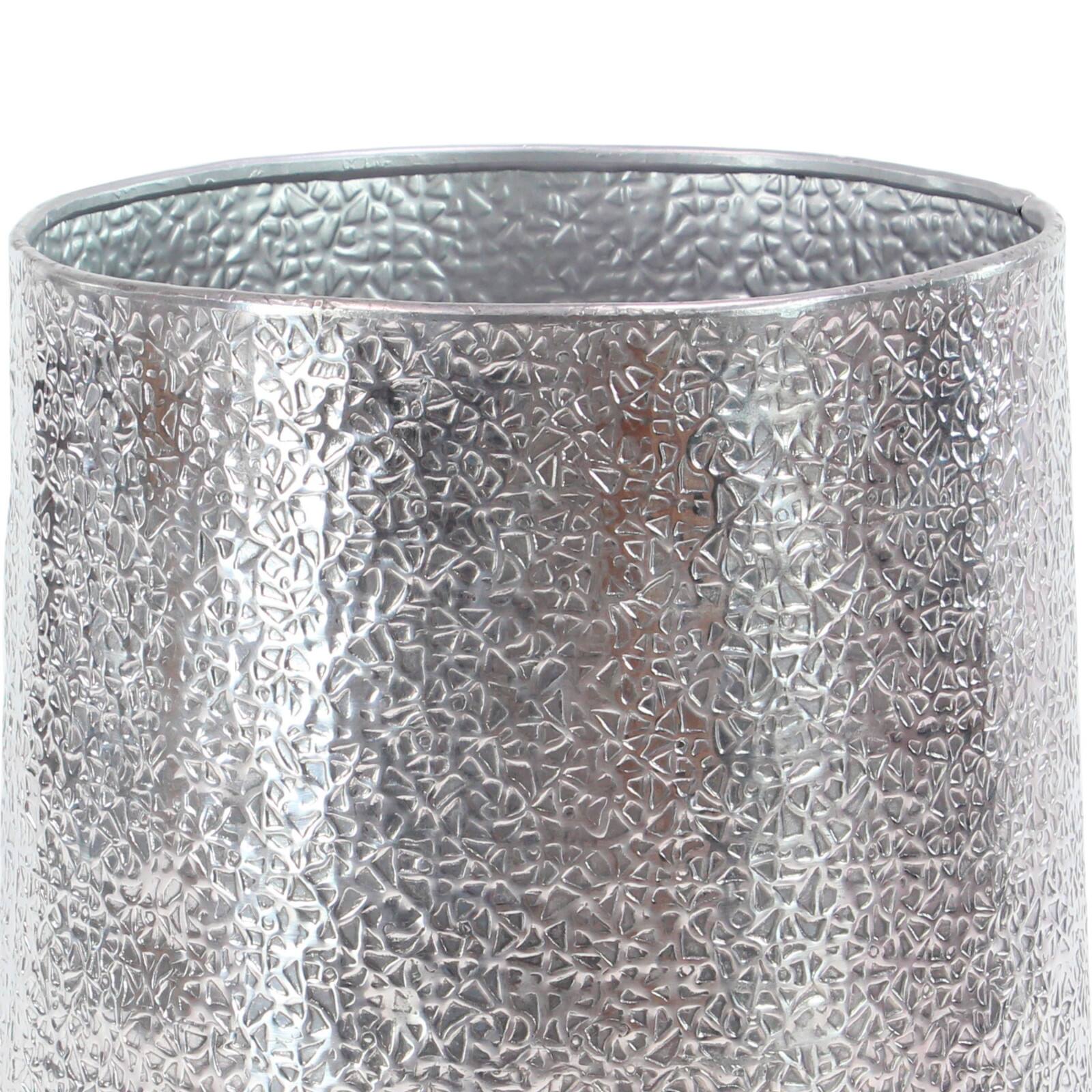 Set of 3 Silver Aluminum Glam Planter, 12", 16", 20"