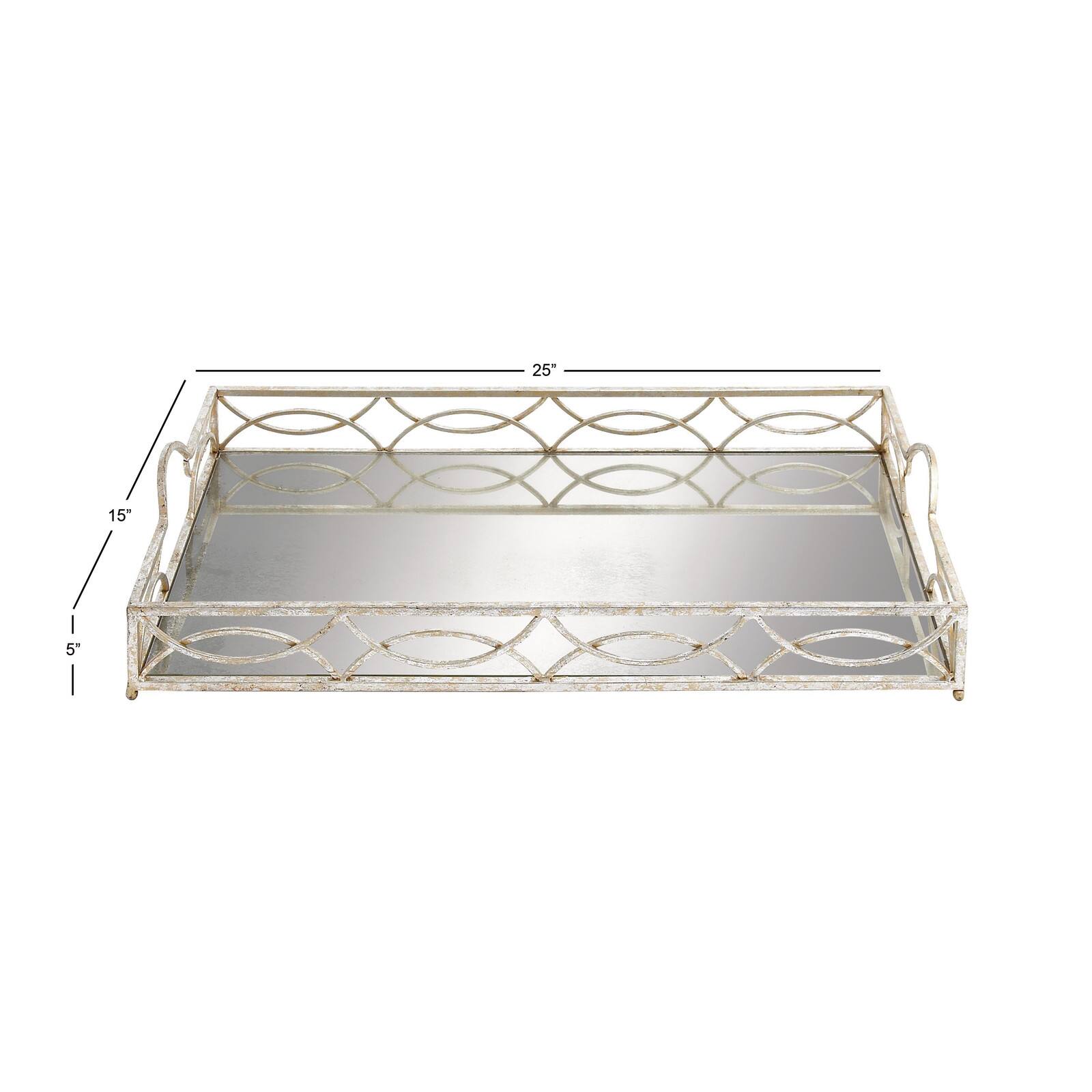 25'' Silver Metal Glam Tray