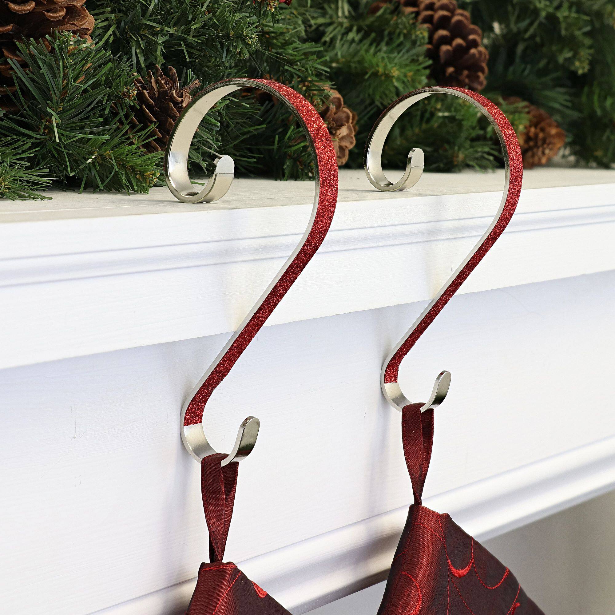 Haute Decor Stocking Scroll® Red Glitter Stocking Holders
