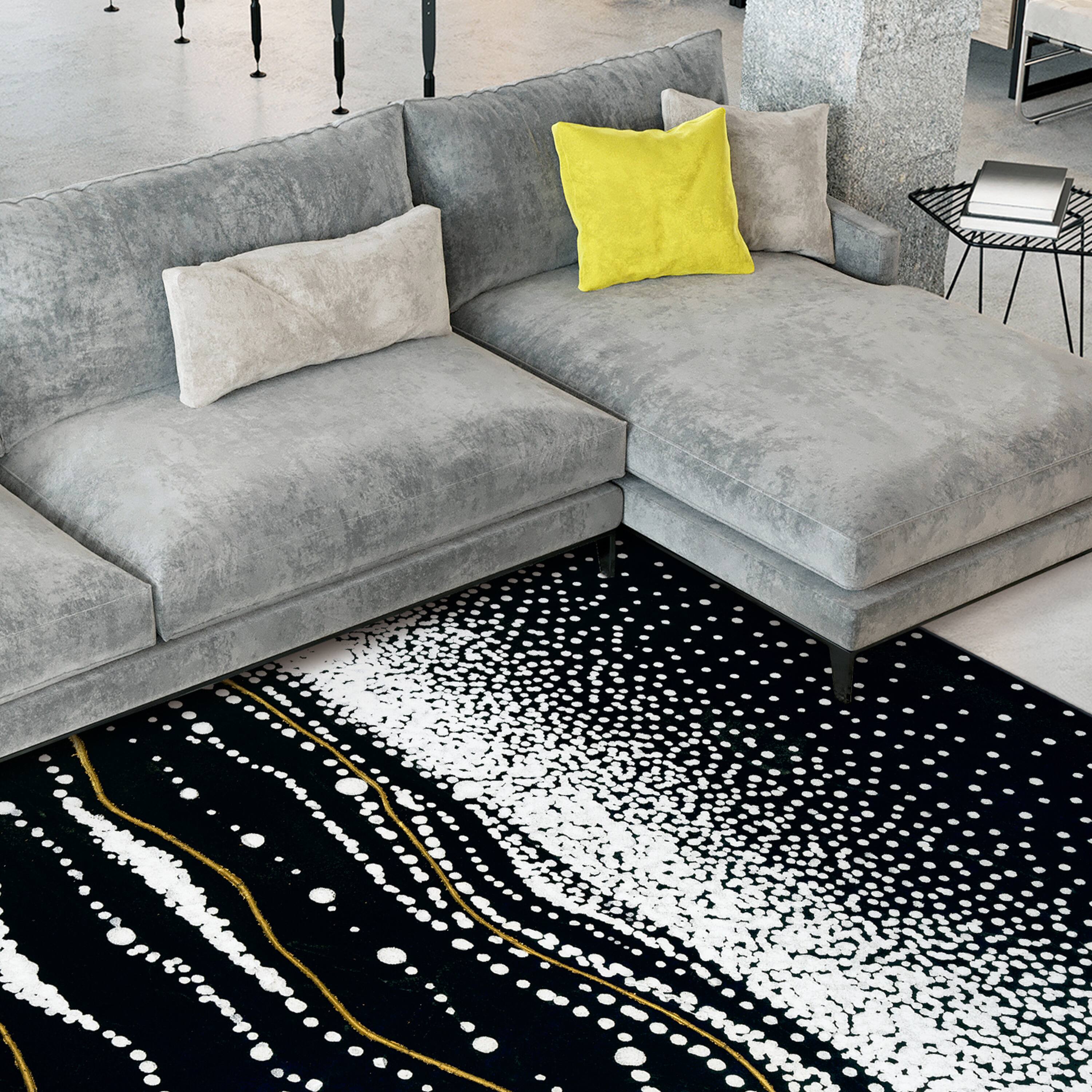 Empire Art Direct 5ft. x 7.5ft. Black Infinity Sands II B Tapis D'Art Washable Area Rug