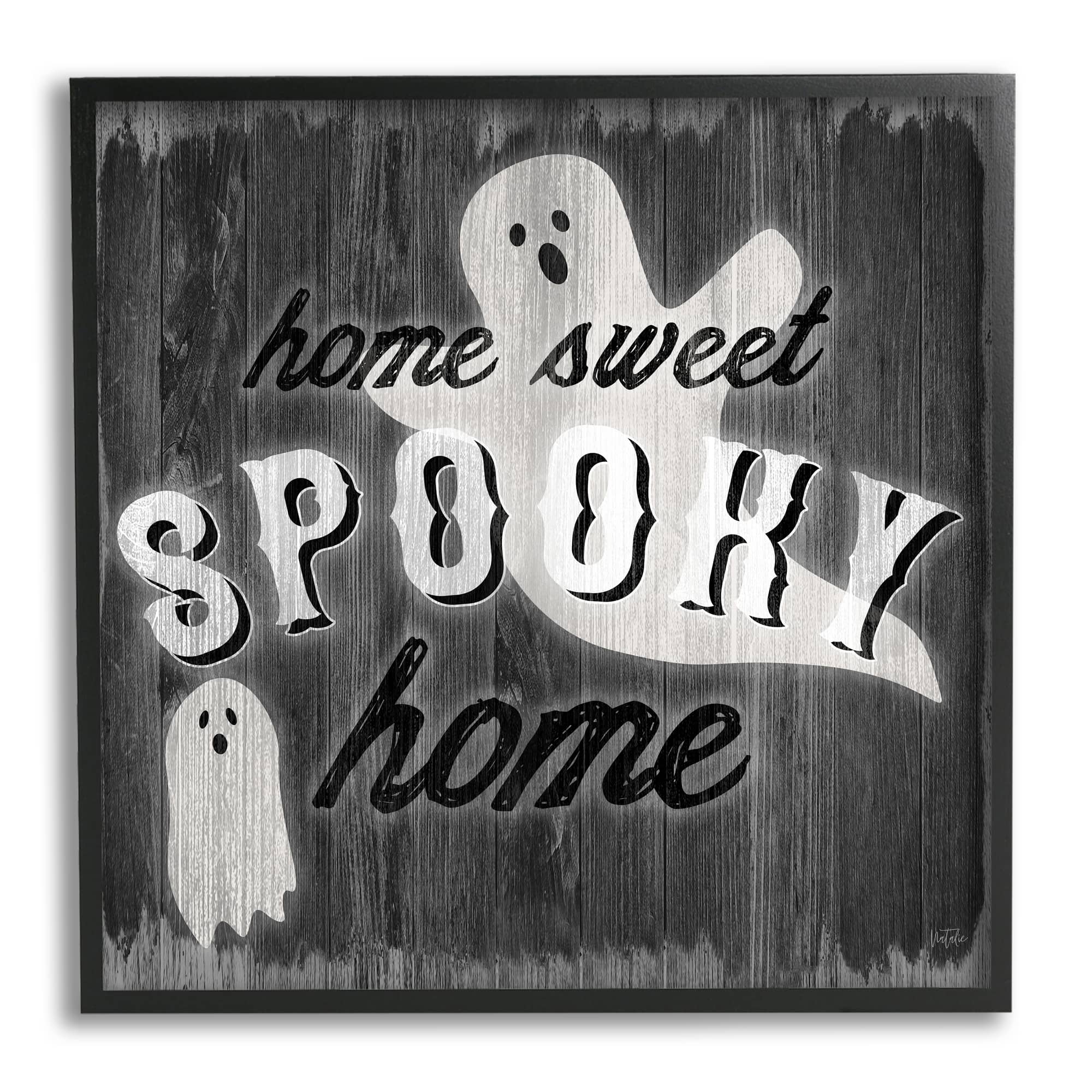 Stupell Industries Sweet Spooky Home Ghosts Sign Framed Giclee Art