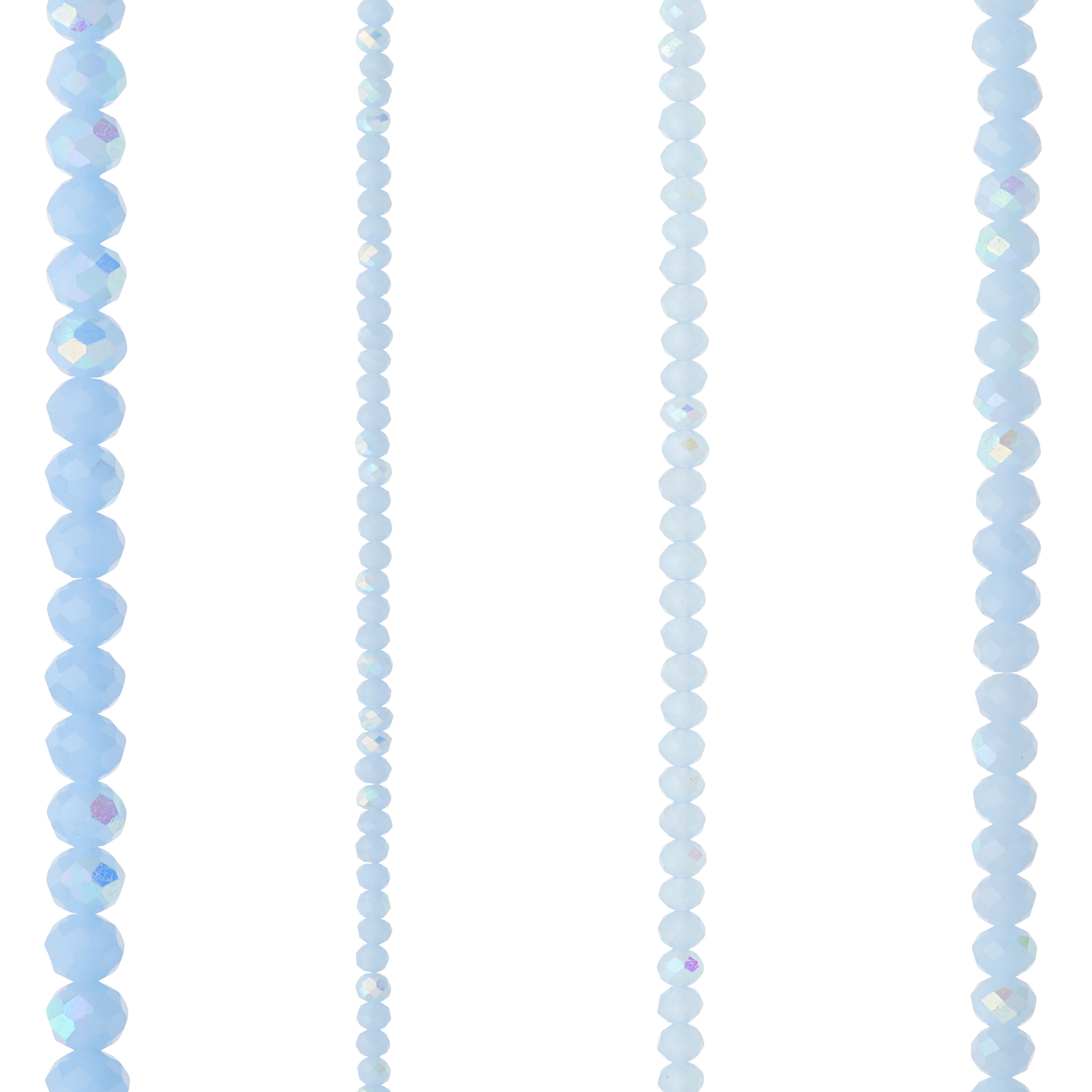 12 Pack: Light Blue Faceted Glass Rondelle Beads by Bead Landing™