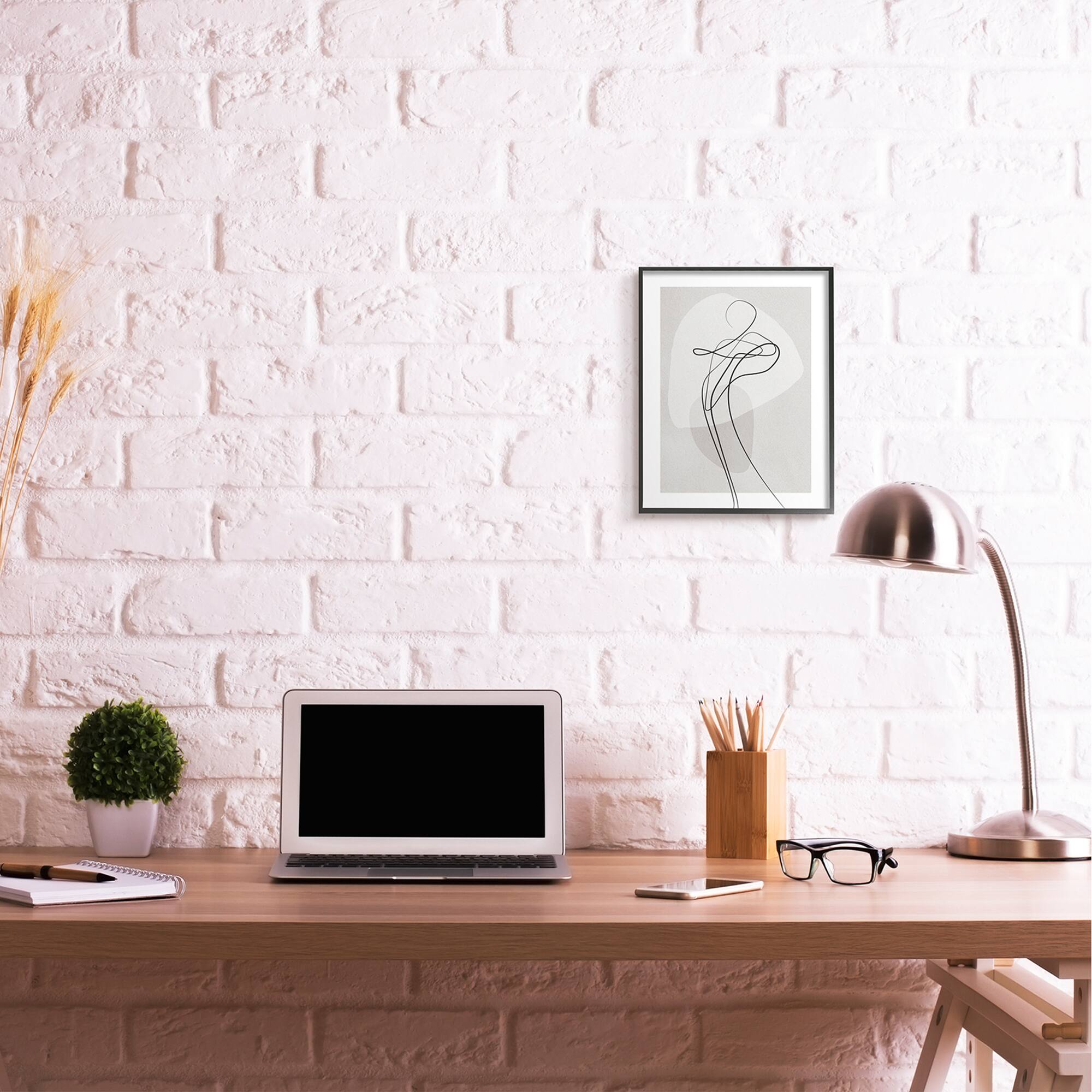 Stupell Industries Fluid Human Form Abstract Wall Art in Black Frame