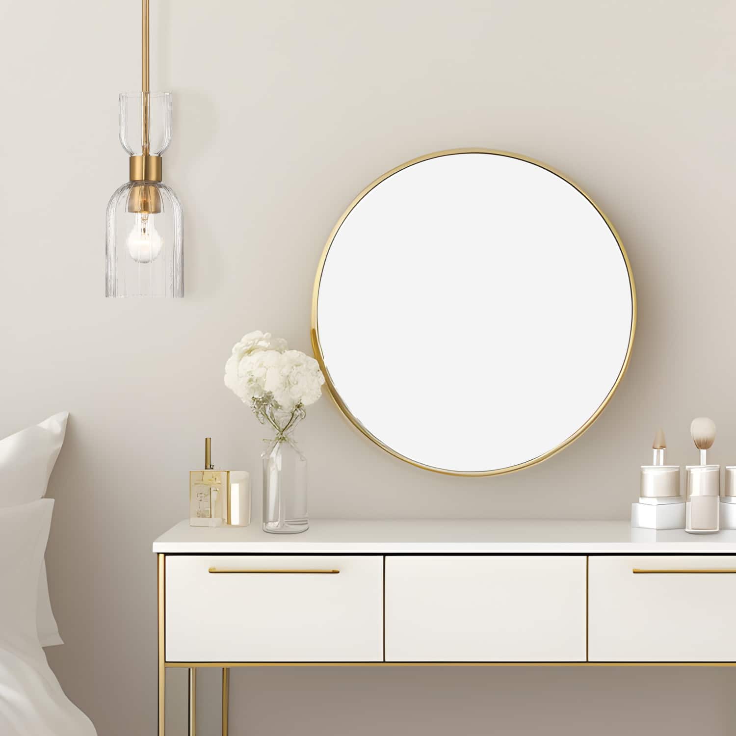 Hello Honey® Josephine Brushed Gold Mid-Century Modern Metal & Clear Ribbed Glass Ceiling Light