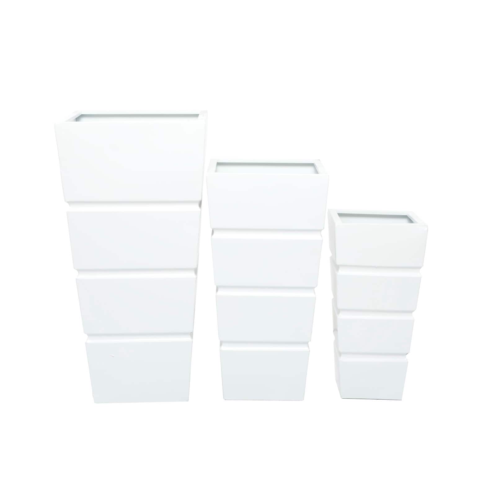 White Modern Planter, Set of 3" 13", 10", 15"