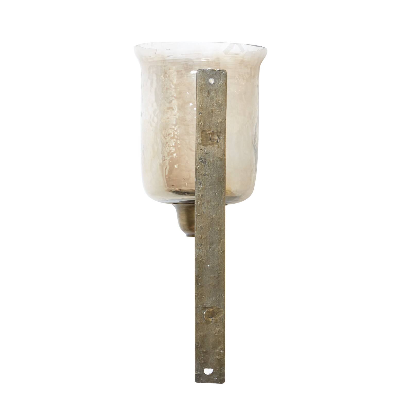 Bronze Iron and Glass Traditional Candle Wall Sconce, 17" x 7" x 9"