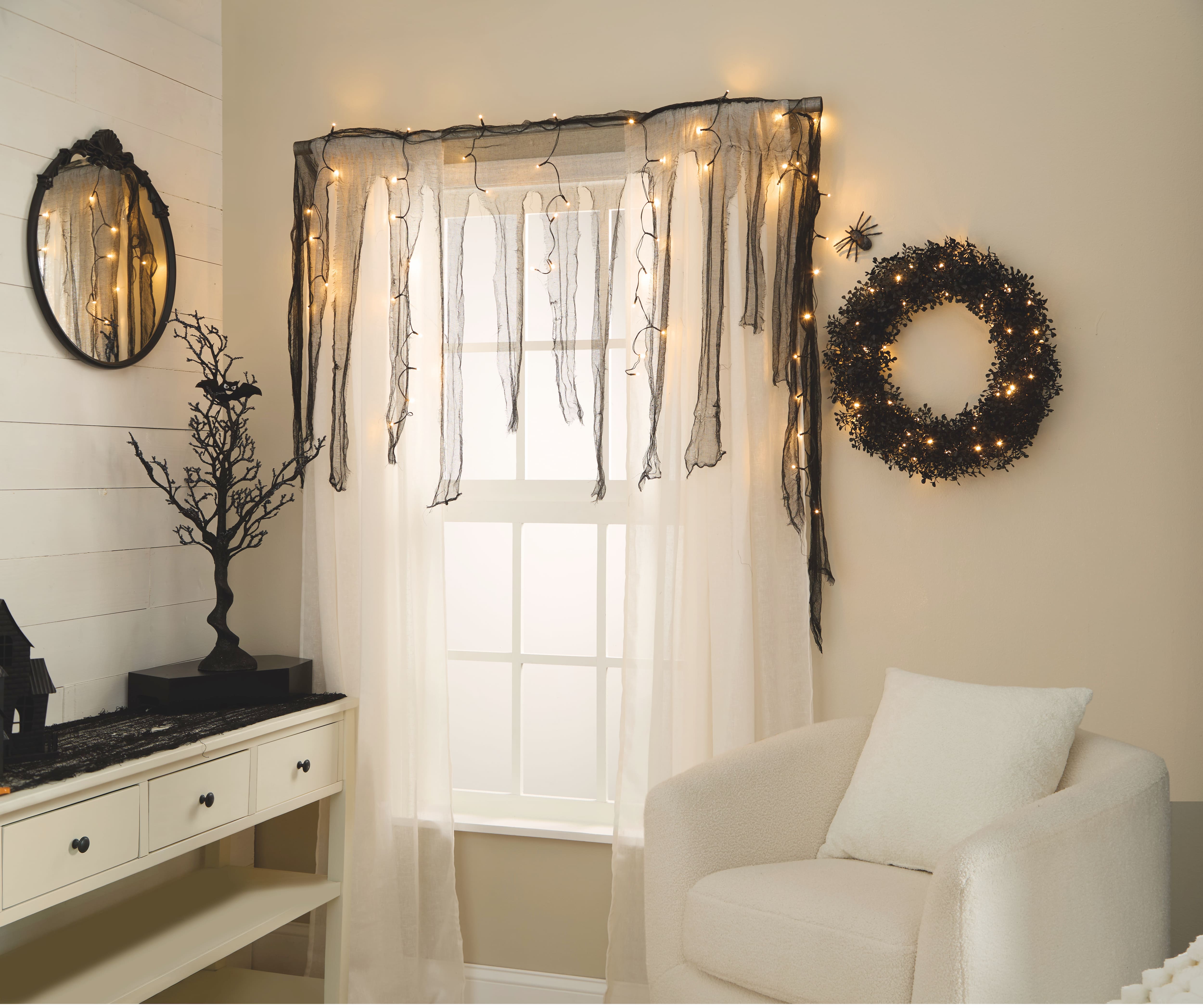 54ct. Black Gauze LED String Lights Curtain by Ashland®