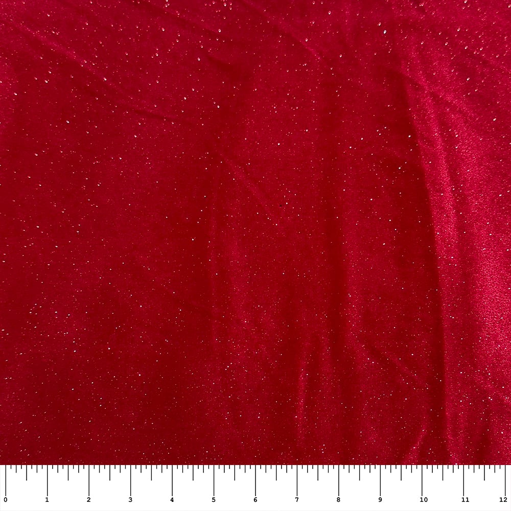 Feldman Red Sparkle Stretch Velvet Fabric