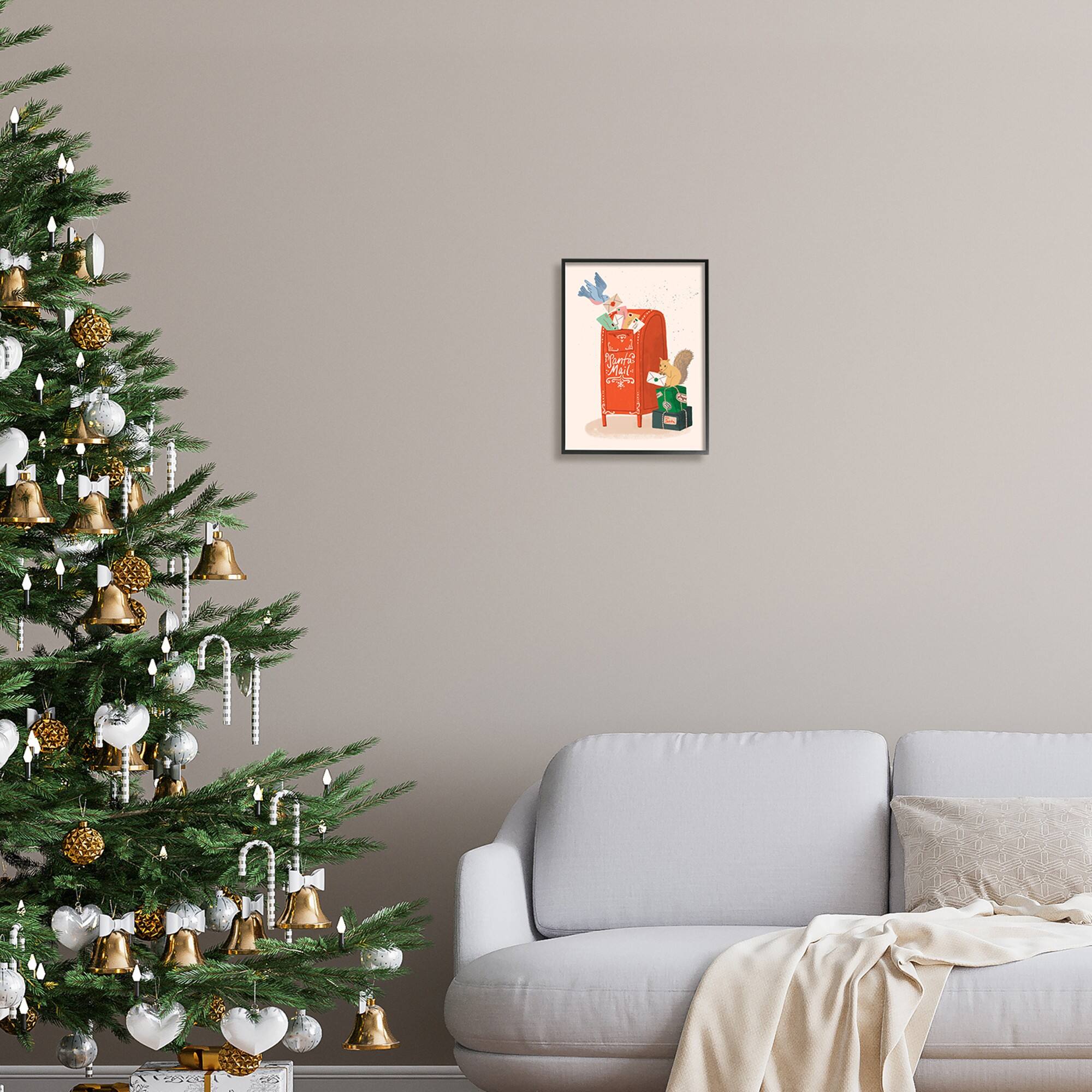 Stupell Industries Santa's Mail Postal Letters Animals Framed Giclee Art