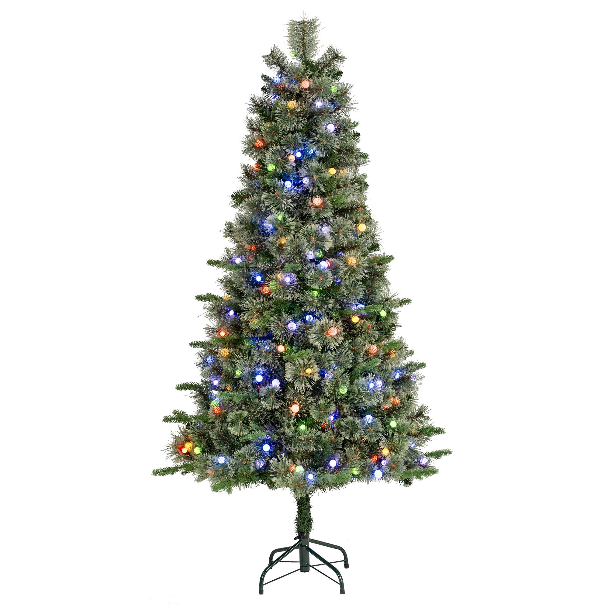 Glitzhome 6ft Pre-Lit Slim Pine Artificial 6 Foot Pre-Lit Multi-Function Lights Pine Christmas Tree, One Size, Green