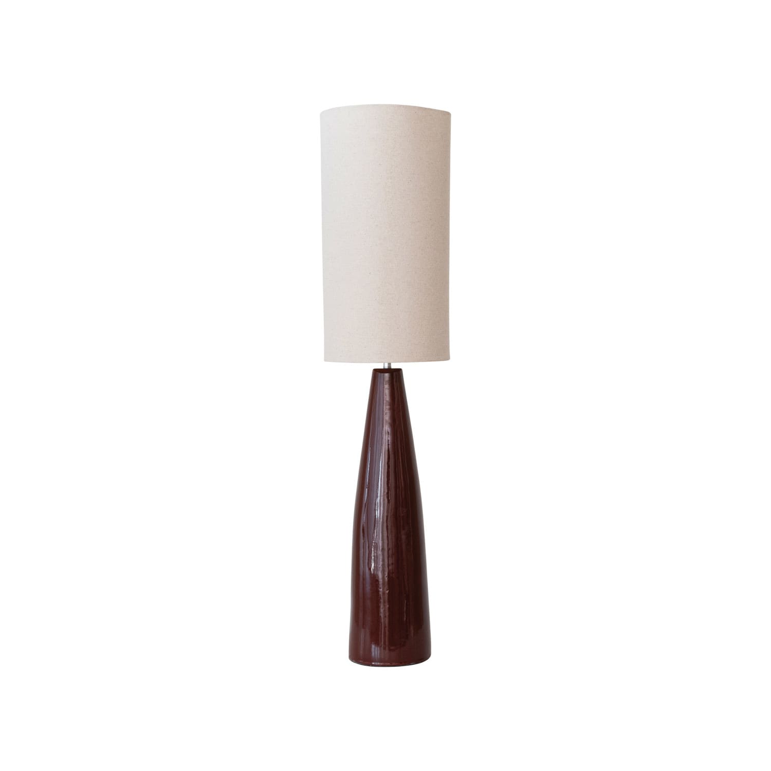 Hello Honey® 4ft. Brown Reactive Glaze Ceramic Floor Lamp with Linen Shade