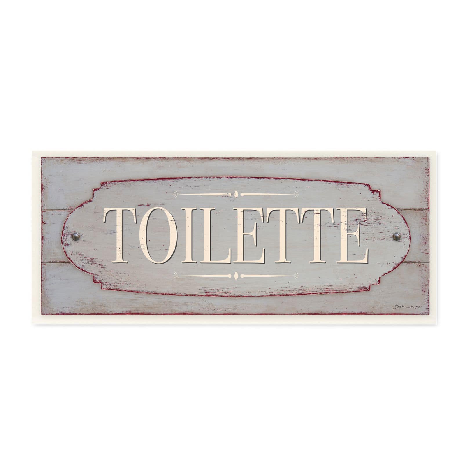 Stupell Industries Rustic Toilette Sign French Farmhouse Traditional Grain Pattern,7" x 17"