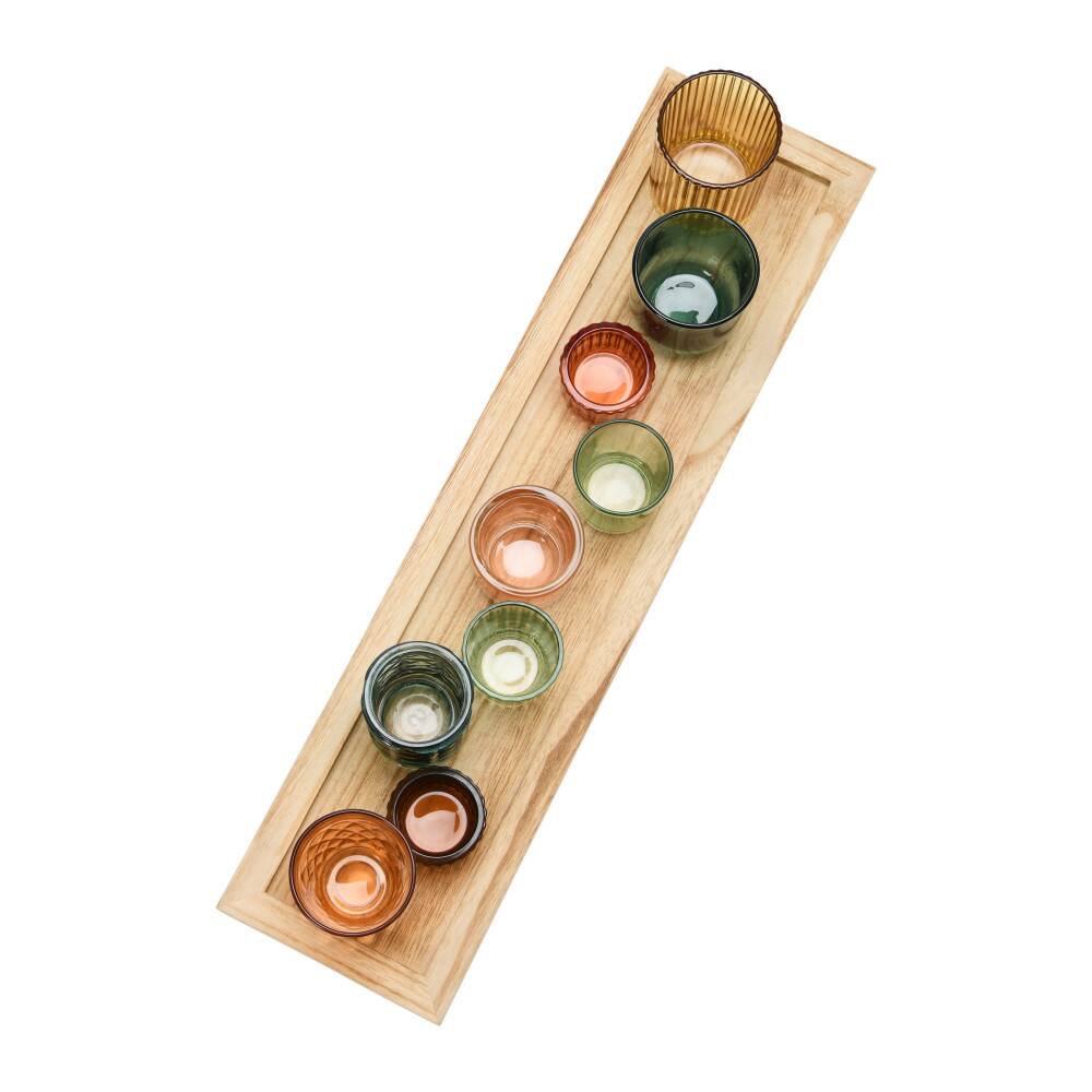 Hello Honey® Glass Votive Candle Holders & Wood Tray Set