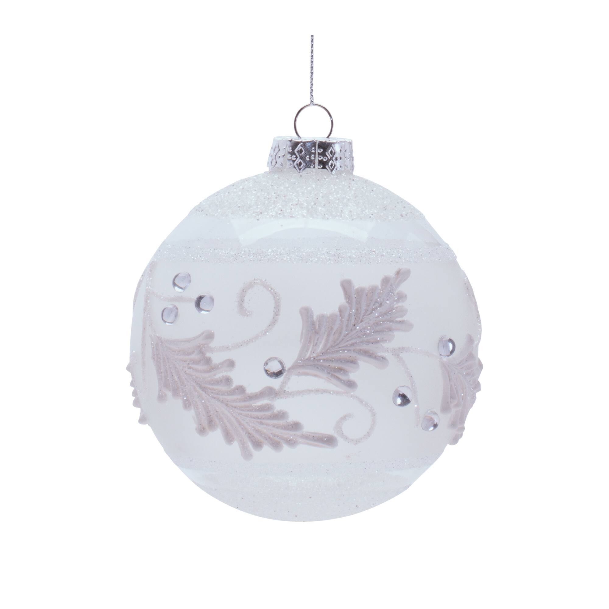 Melrose White Ball & Finial Glass Holiday Ornaments Set