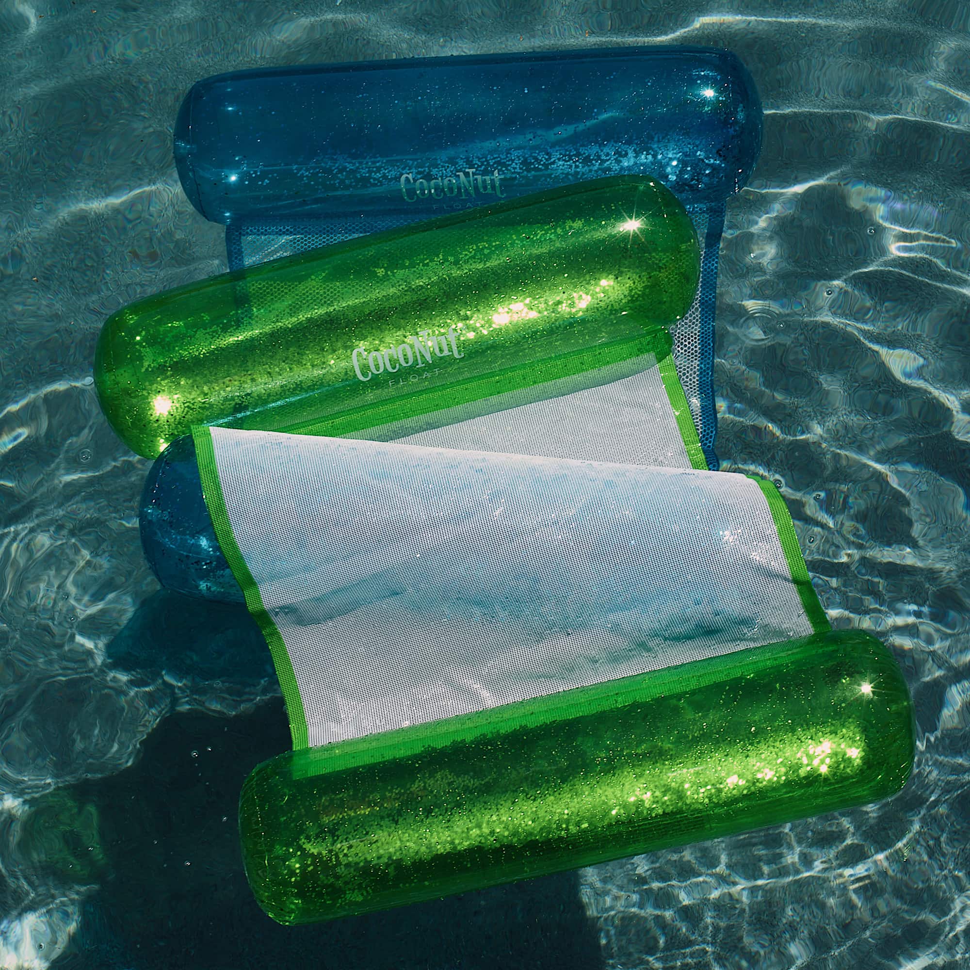 CocoNut Float 4ft. Green Glitter Hammock Pool Lounger