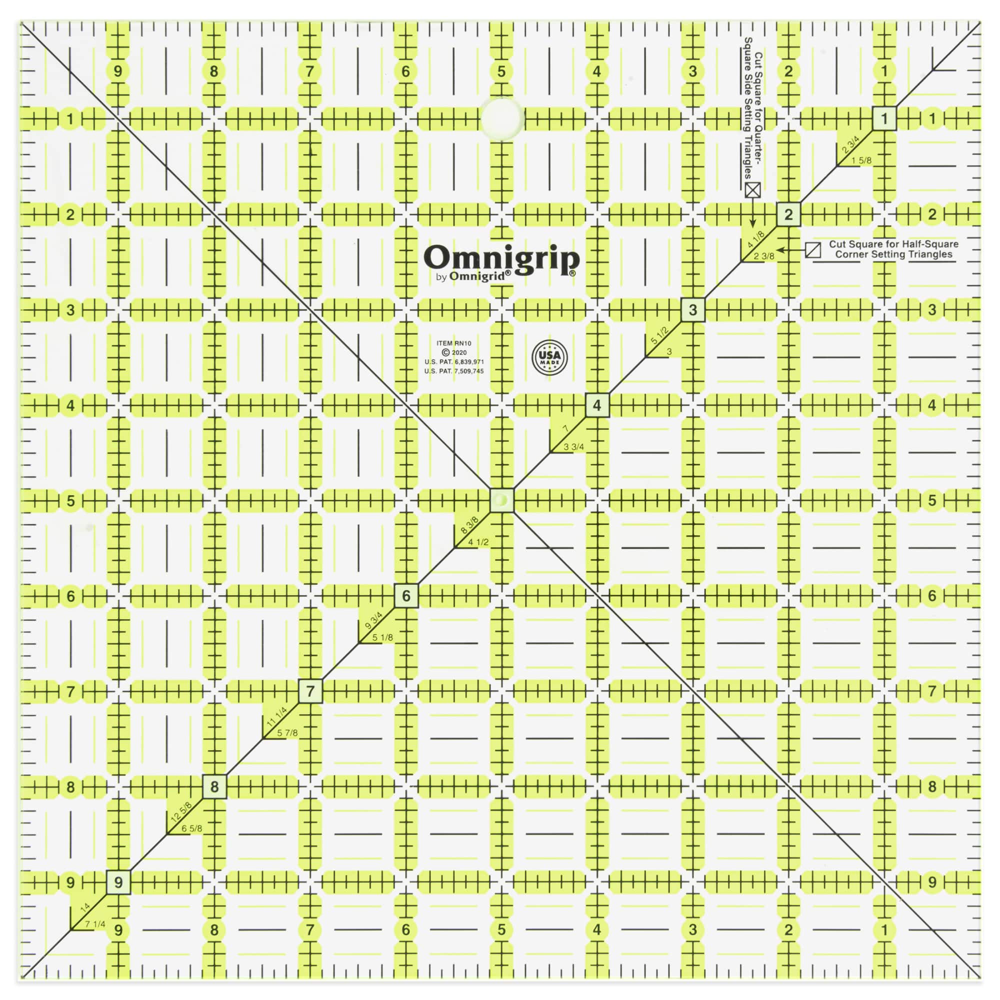 Omnigrip® by Omnigrid® 10" x 10" Non-Slip Square Quilting Ruler