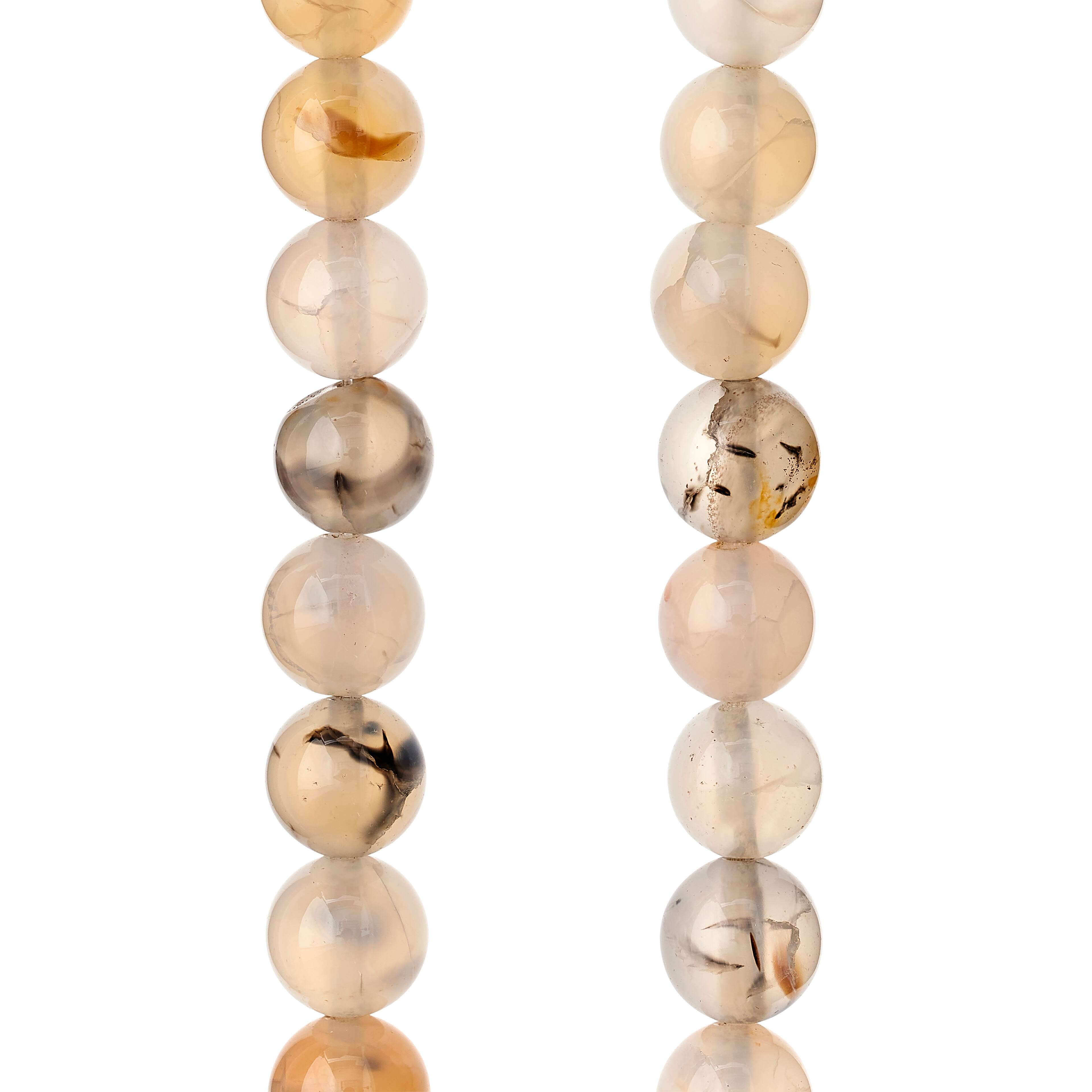 12 Pack: Light Gray Crackle Agate Round Beads, 8mm by Bead Landing™