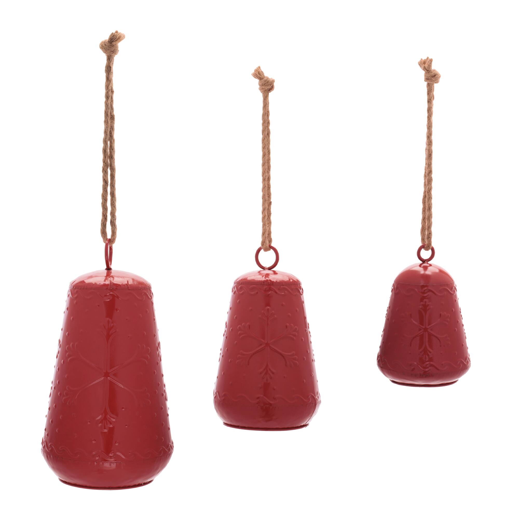 Melrose Red Iron Bell Ornaments Set