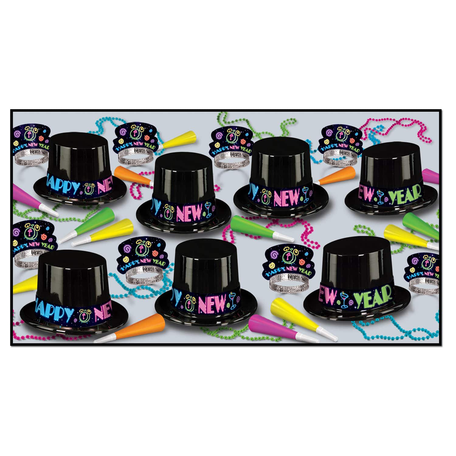 Beistle Neon New Year Party Favor Kit for 50