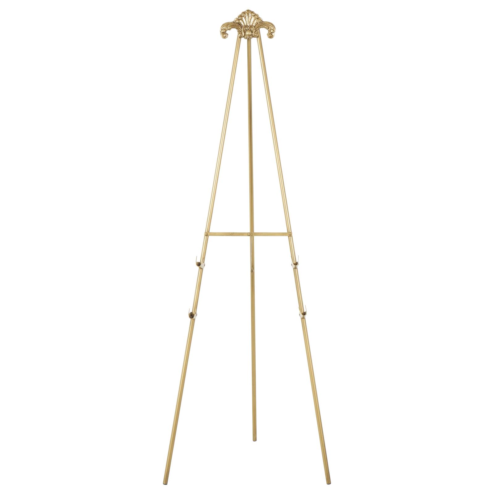 55.25" Gold Metal Large Foldable 2-Tier Display Easel with Scroll Finial