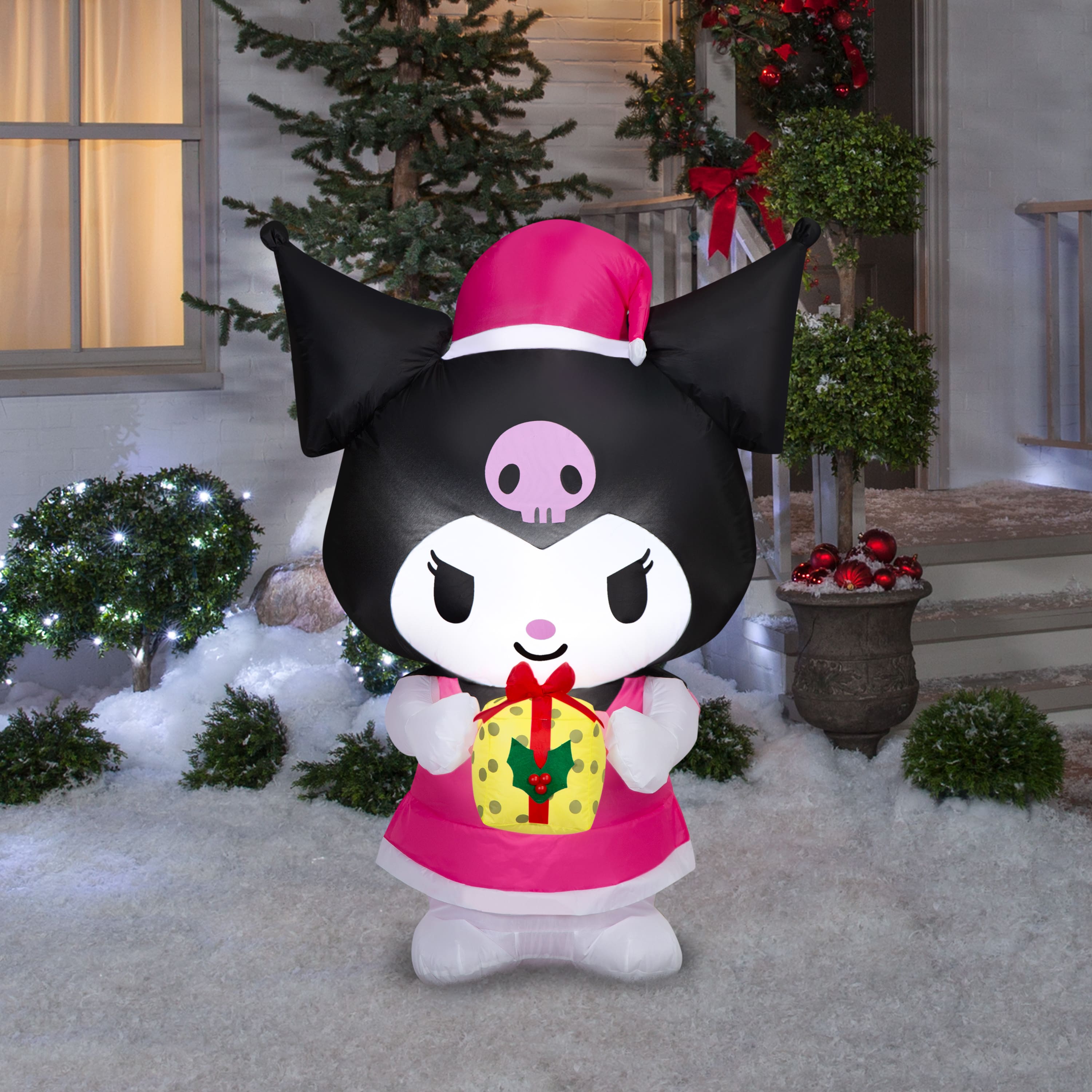 4.5ft. Airblown® Hello Kitty® Inflatable Kuromi with Yellow Present Sanrio Christmas Light Décor