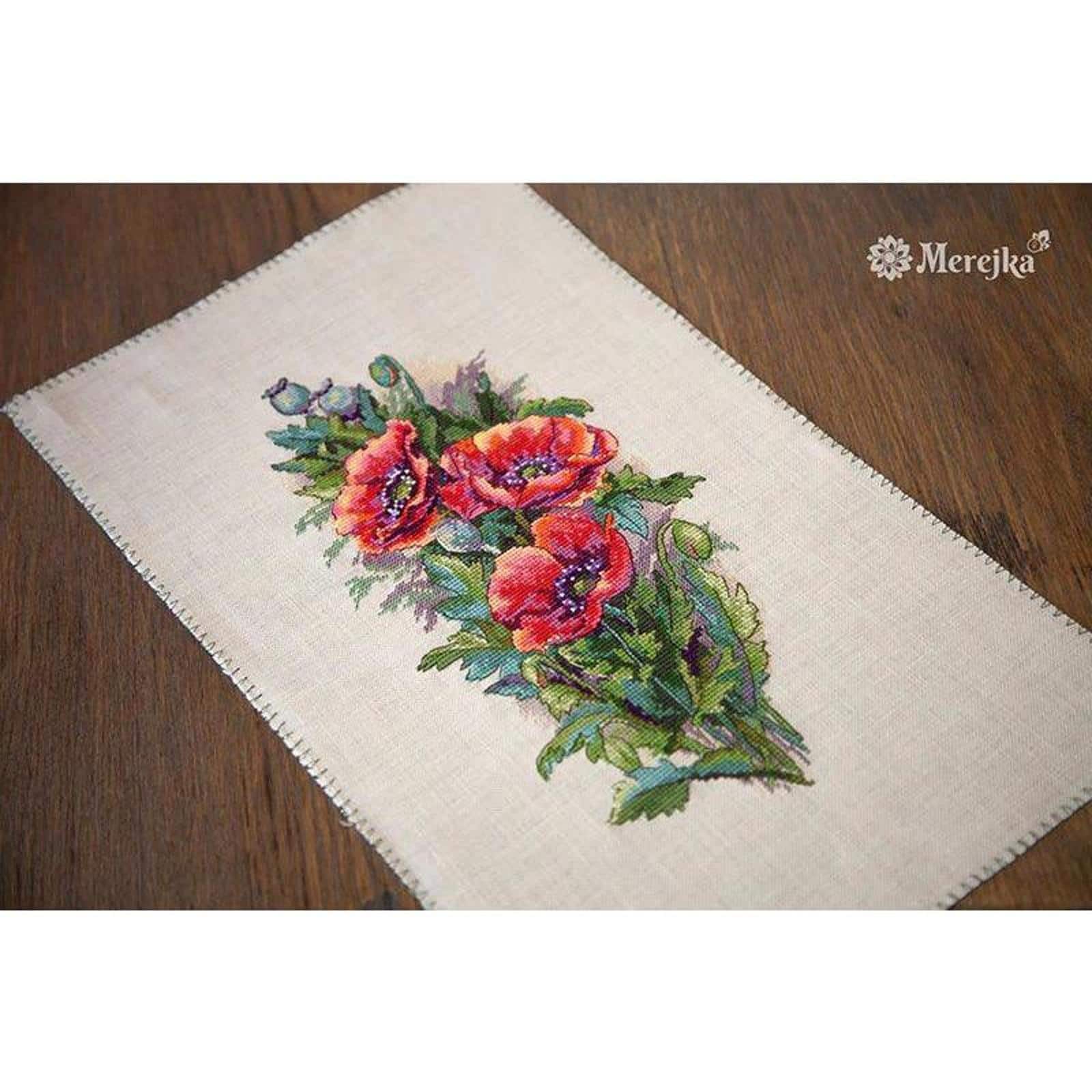Merejka® Vintage Poppies Counted Cross Stitch Kit