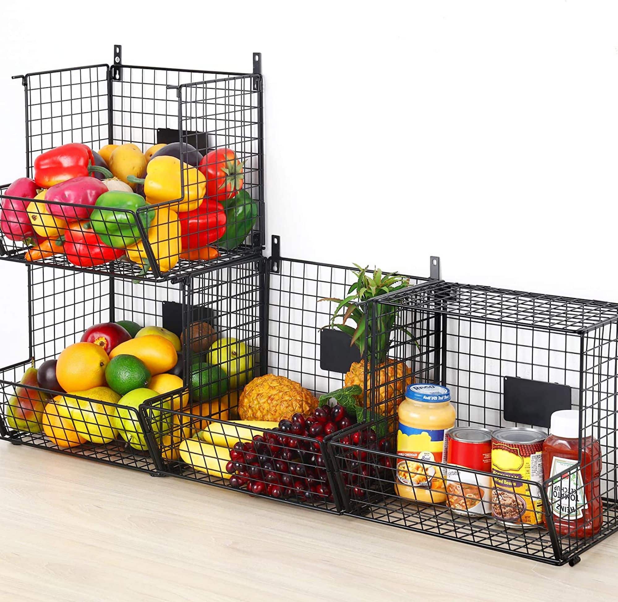 Black 4-Tier Rolling Fruit Cart