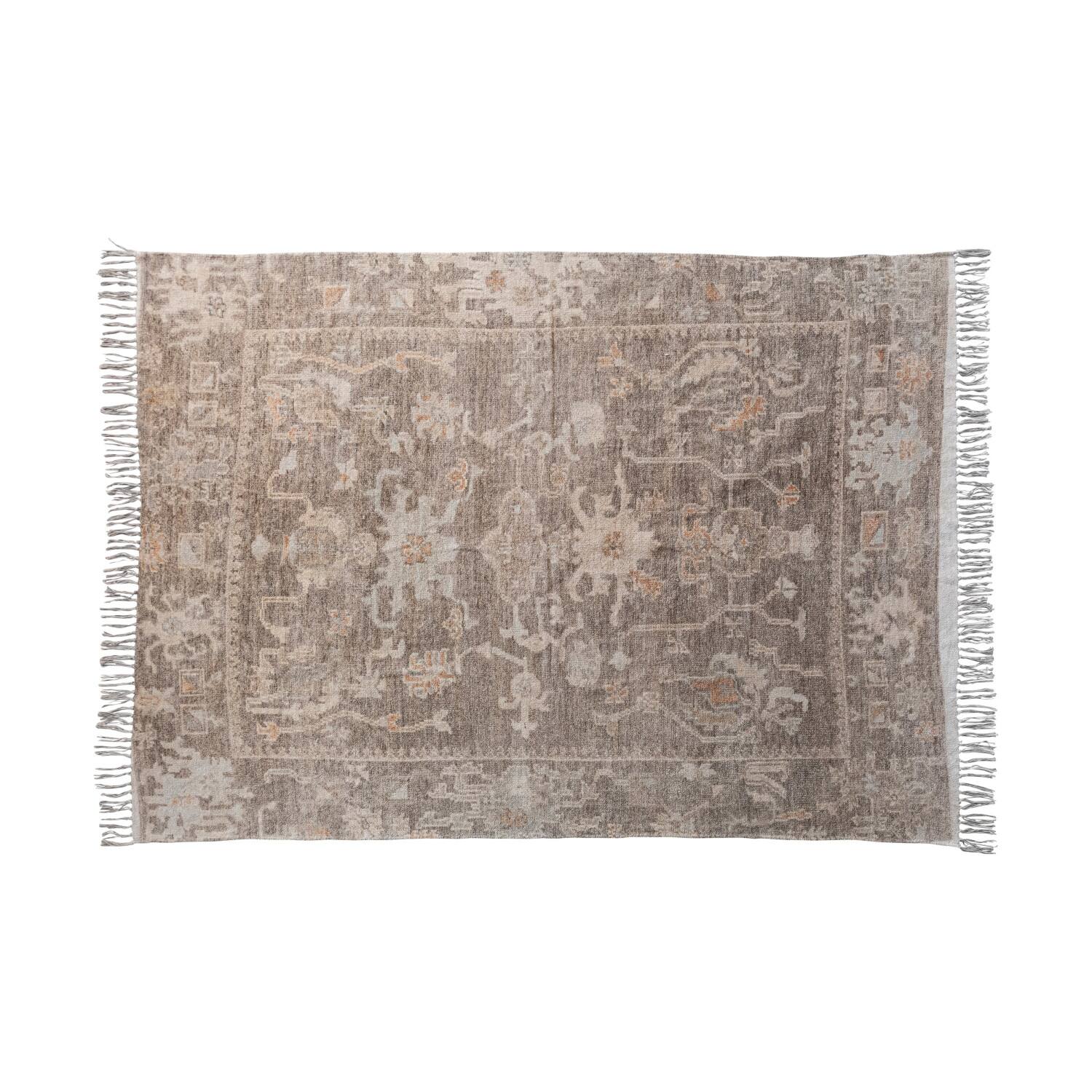 Hello Honey® 5ft. x 7ft. Brown Cotton Chenille Distressed Print Rug with Fringe