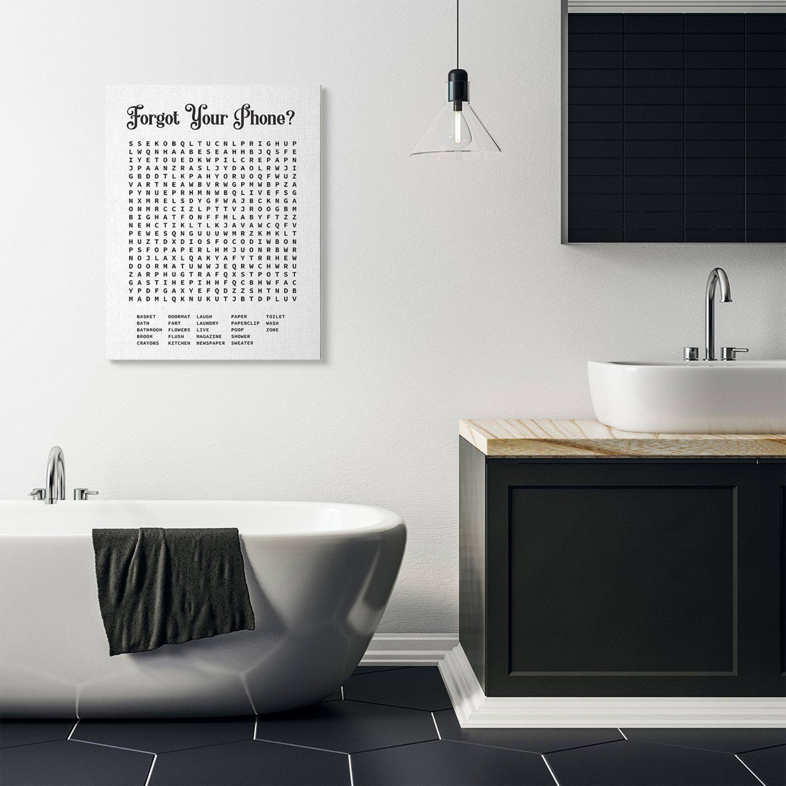 Stupell Industries Bathroom Word Search Puzzle Canvas Wall Art